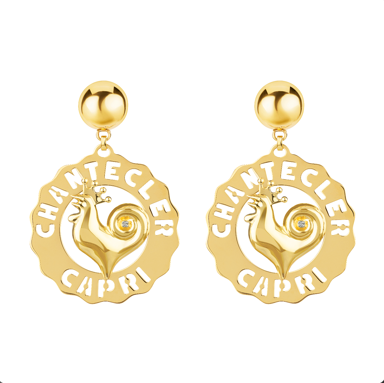 Chantecler - Rooster Diamond Earrings in 18K Yellow Gold - Jackson Hole Jewelry Company