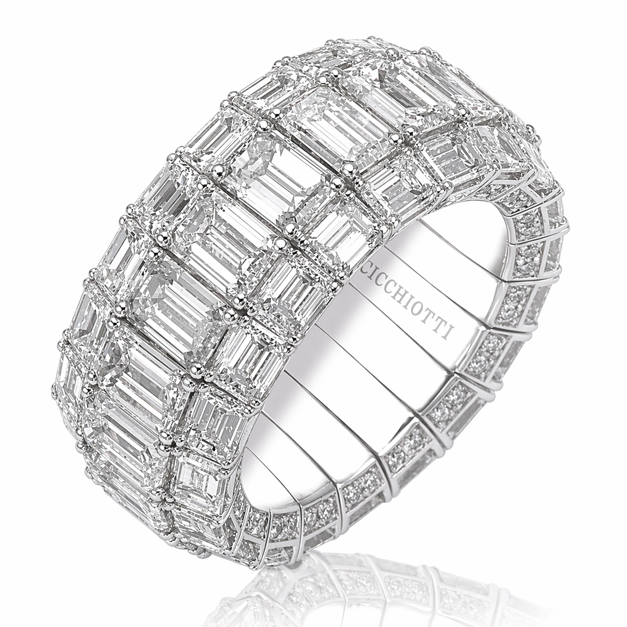 Picchiotti Xpandable™ Baguette and Radiant Cut Diamond Eternity Band in 18K White Gold 14.33 cttw - Jackson Hole Jewelry Company