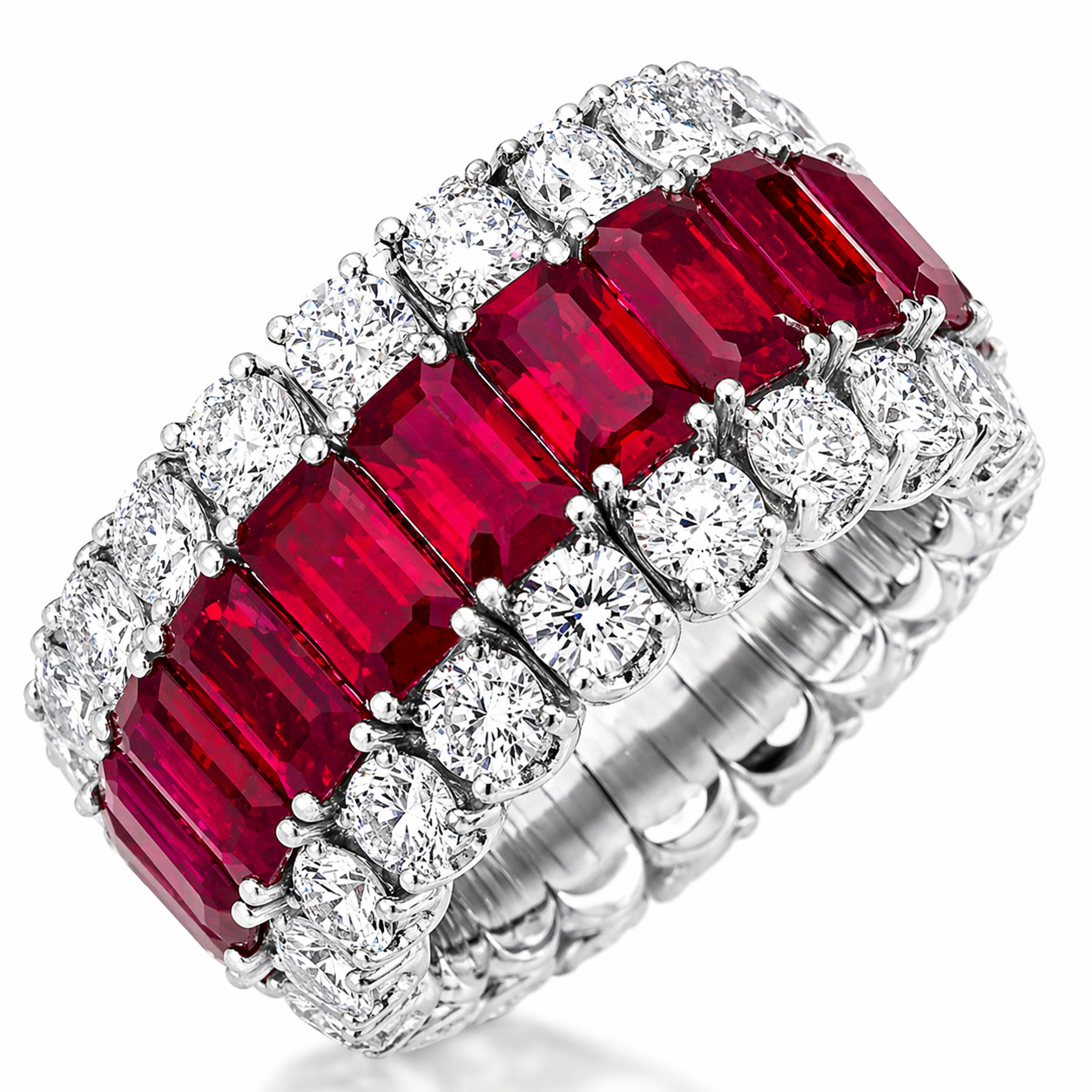 Picchiotti Xpandable™ Ruby & Diamond Ring in 18K White Gold 3.67 cttw - Jackson Hole Jewelry Company