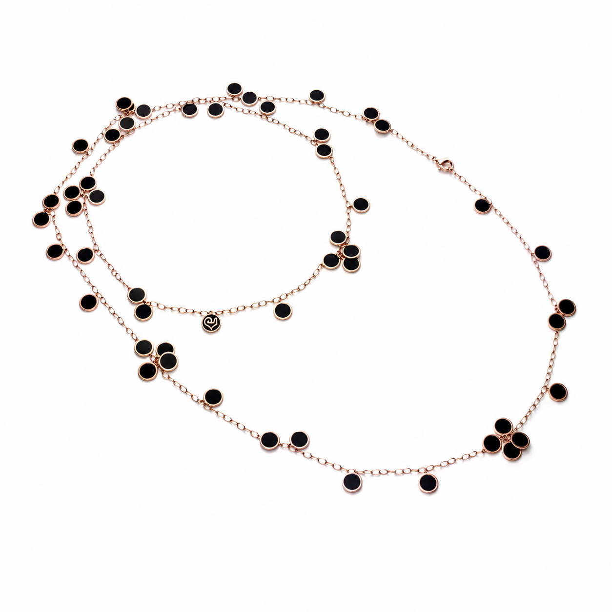 Chantecler Paillettes 18K Pink Gold and Black Enamel Necklace - Jackson Hole Jewelry Company