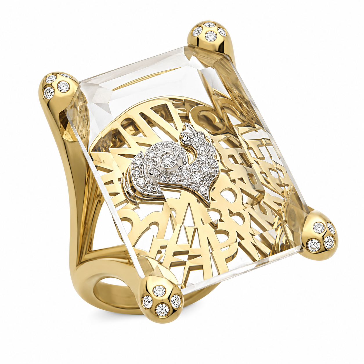 Chantecler Rooster Siamite and Diamond Pavé Ring in 18K Yellow Gold - Jackson Hole Jewelry Company