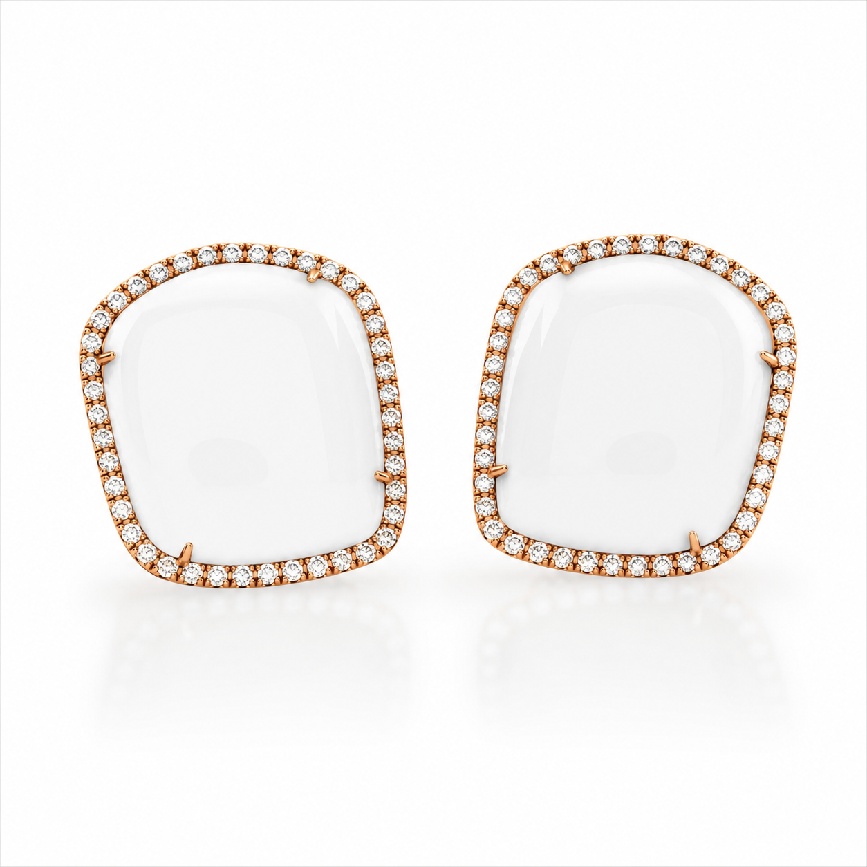 Chantecler Enchanté Lobe Earrings in 18K Rose Gold with White Diamonds and Kogolong - Jackson Hole Jewelry Company