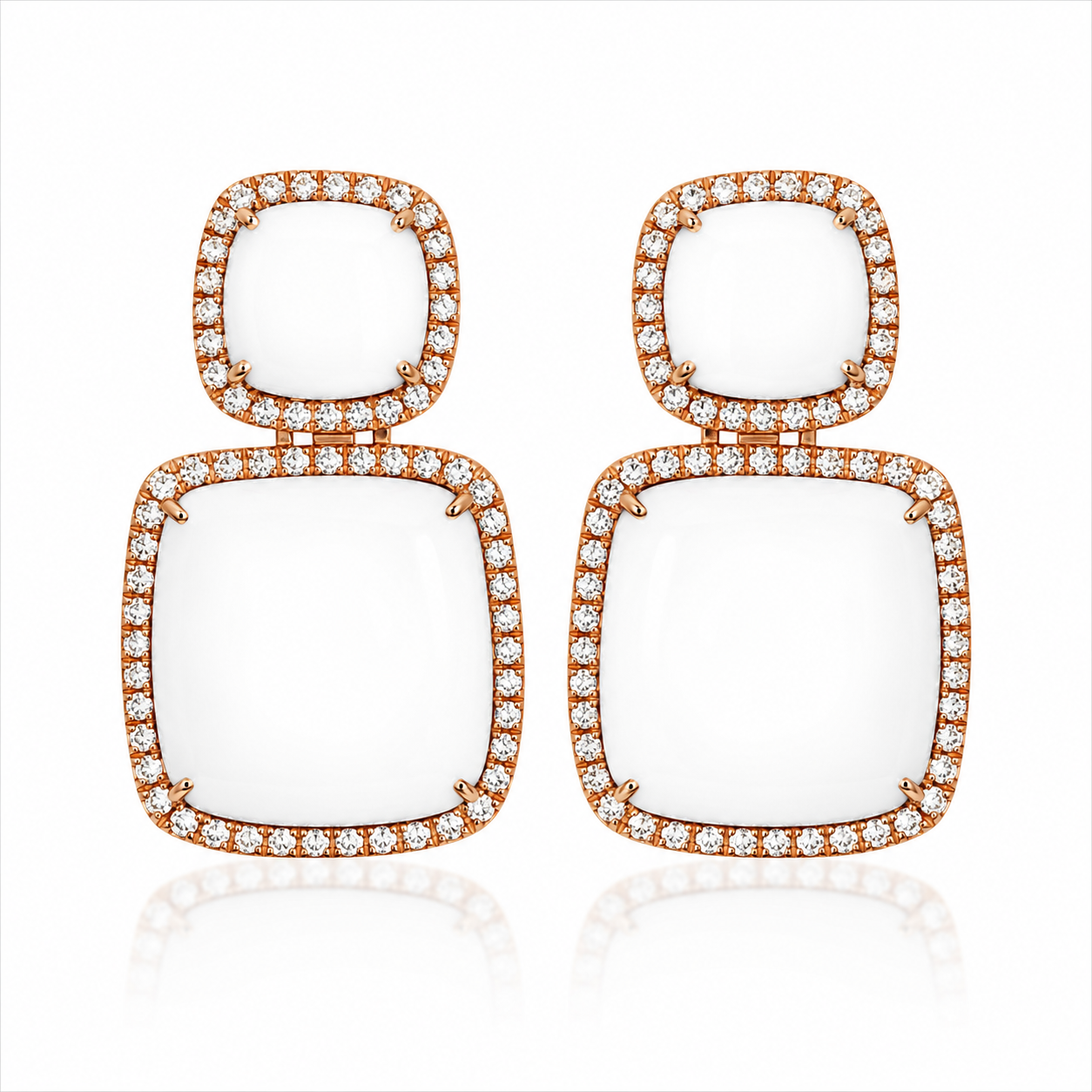 Chantecler Enchanté Drop Earrings in 18K Rose Gold with White Diamonds and Kogolong - Jackson Hole Jewelry Company