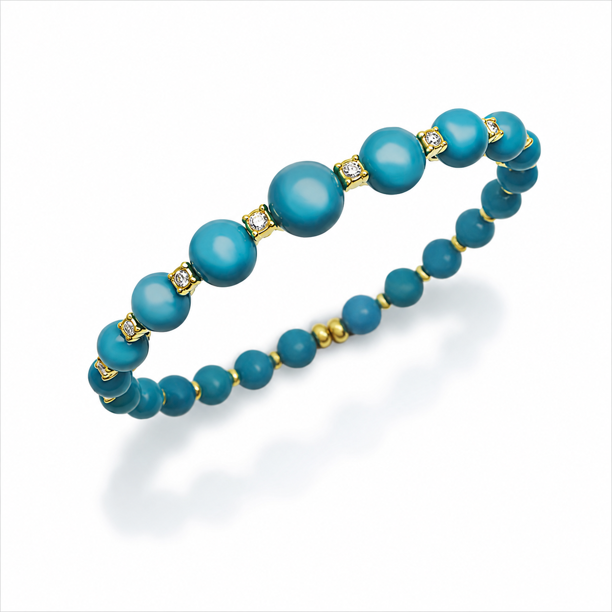 Chantecler Chérie Bracelet in 18K Yellow Gold with White Diamonds and Turquoise - Jackson Hole Jewelry Company