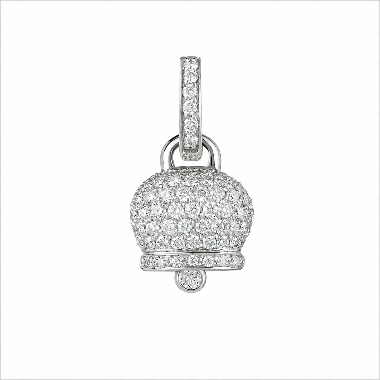 Chantecler Small Campanella Diamond Pavé Charm in 18K White Gold - Jackson Hole Jewelry Company