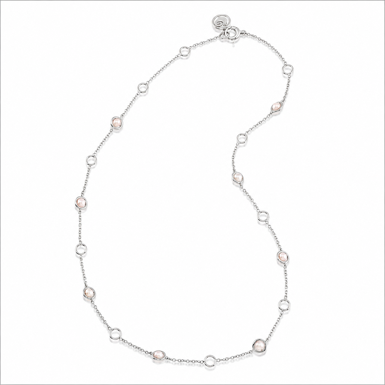 Chantecler Accessori 45 cm Short Mixed Links Chain in 18K White Gold and Freshwater Pearl - Jackson Hole Jewelry Company