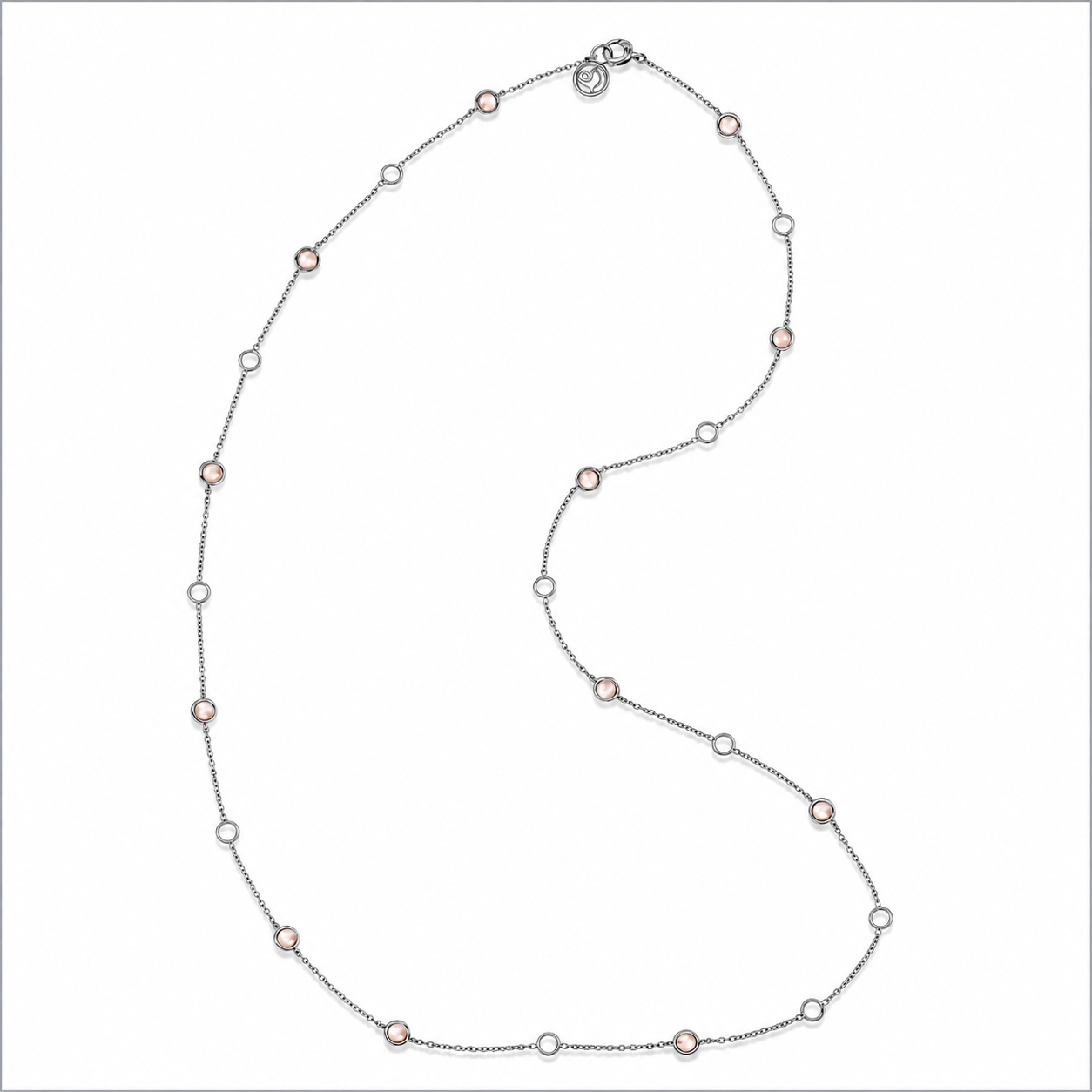 Chantecler Accessori 80 cm Long Mixed Links Chain in 18K White Gold and Freshwater Pearl - Jackson Hole Jewelry Company