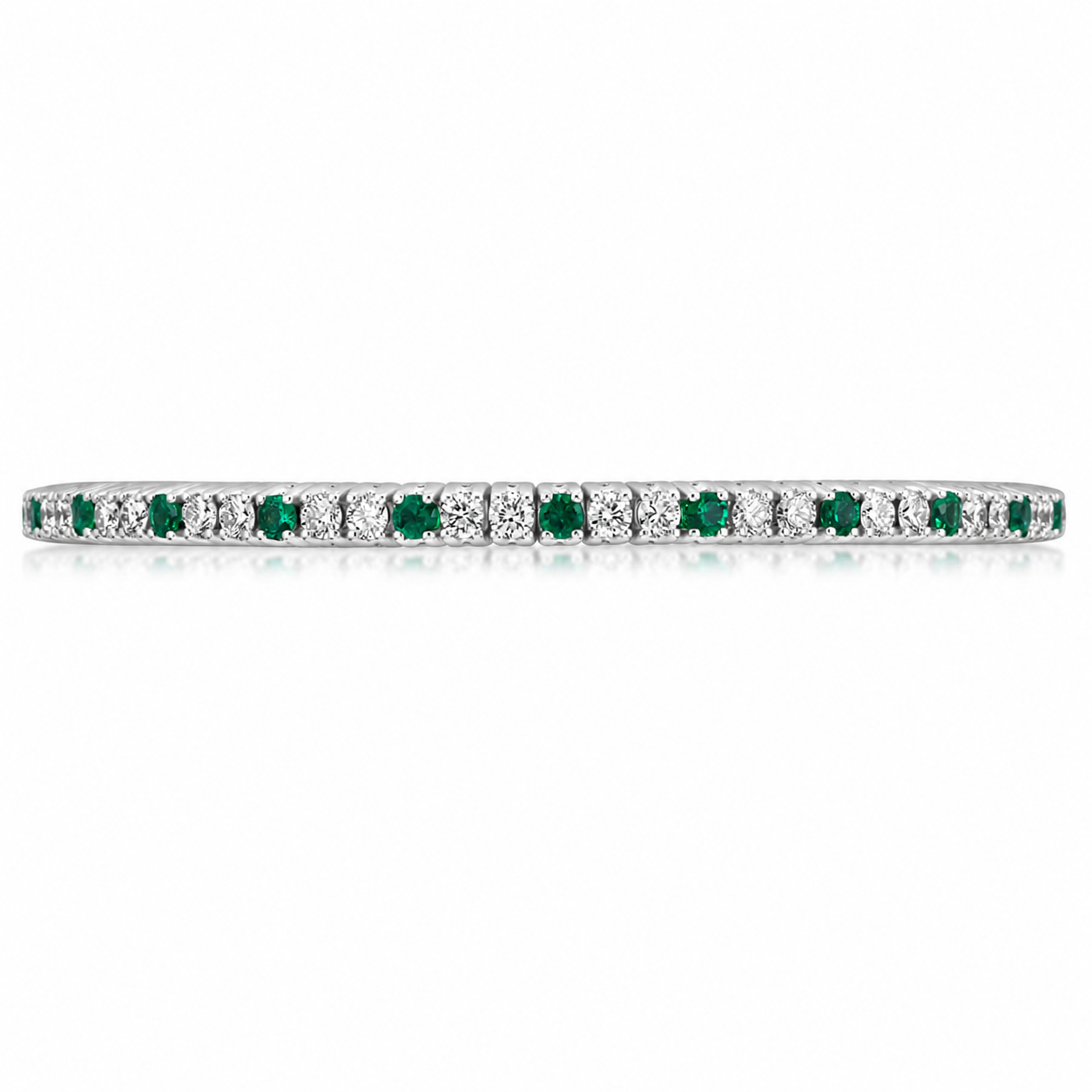 Picchiotti Xpandable™ Round Emerald & Diamond Bracelet in 18K White Gold 3.84 cttw - Jackson Hole Jewelry Company