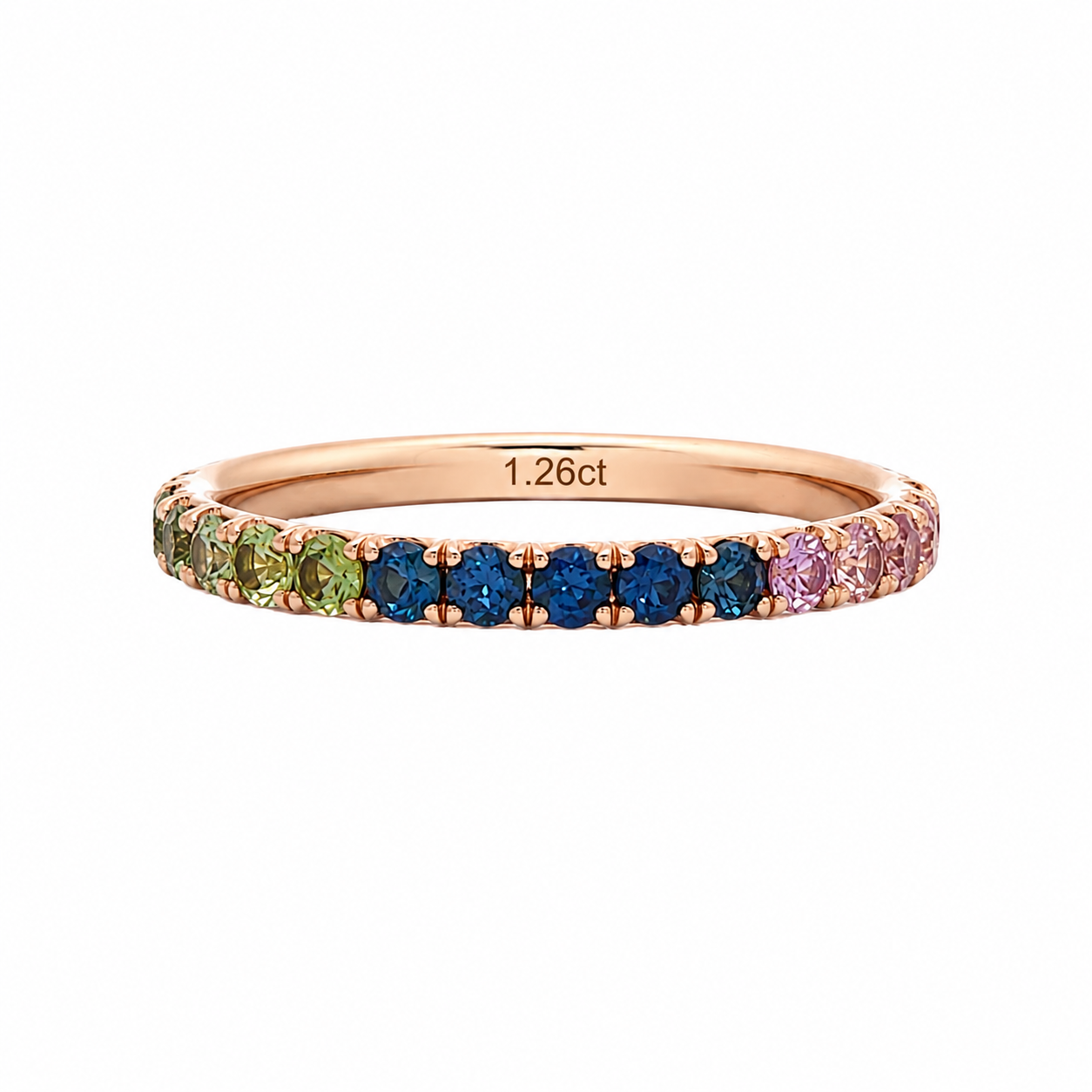 LUXE EDITION: Multicolor Sapphire 18 Karat Rose Gold French Cut Pavé Eternity Band - Jackson Hole Jewelry Company