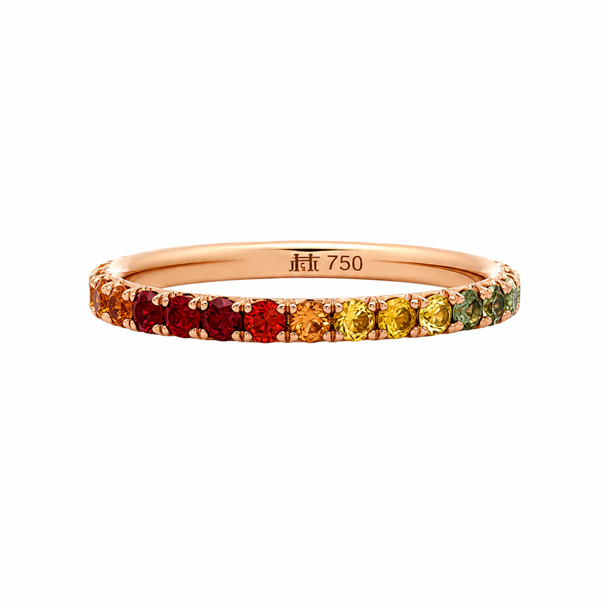 LUXE EDITION: Multicolor Sapphire 18 Karat Rose Gold French Cut Pavé Eternity Band - Jackson Hole Jewelry Company