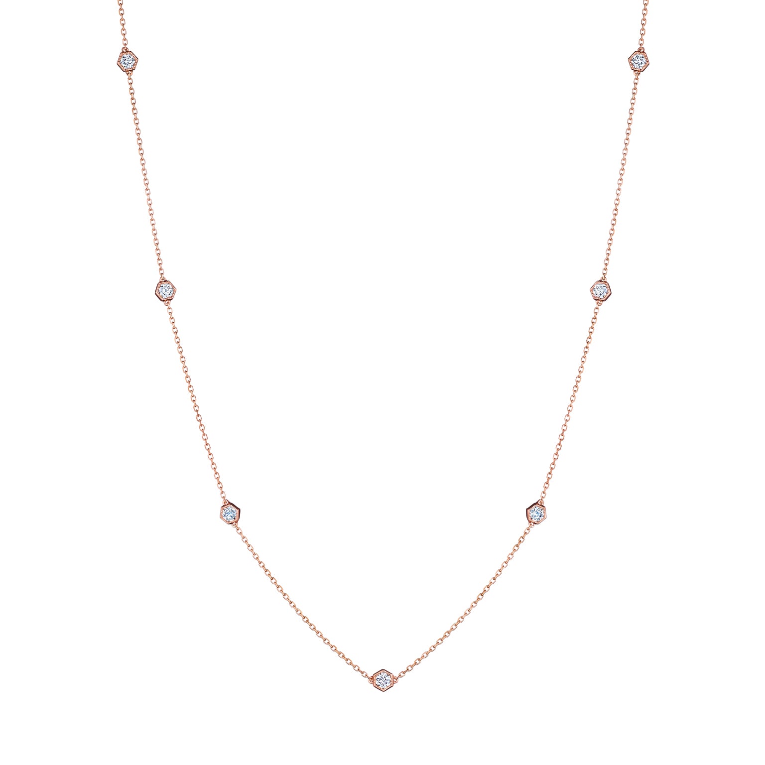 18K Gold Necklace with 7 White Diamonds - Jackson Hole Jewelry Company