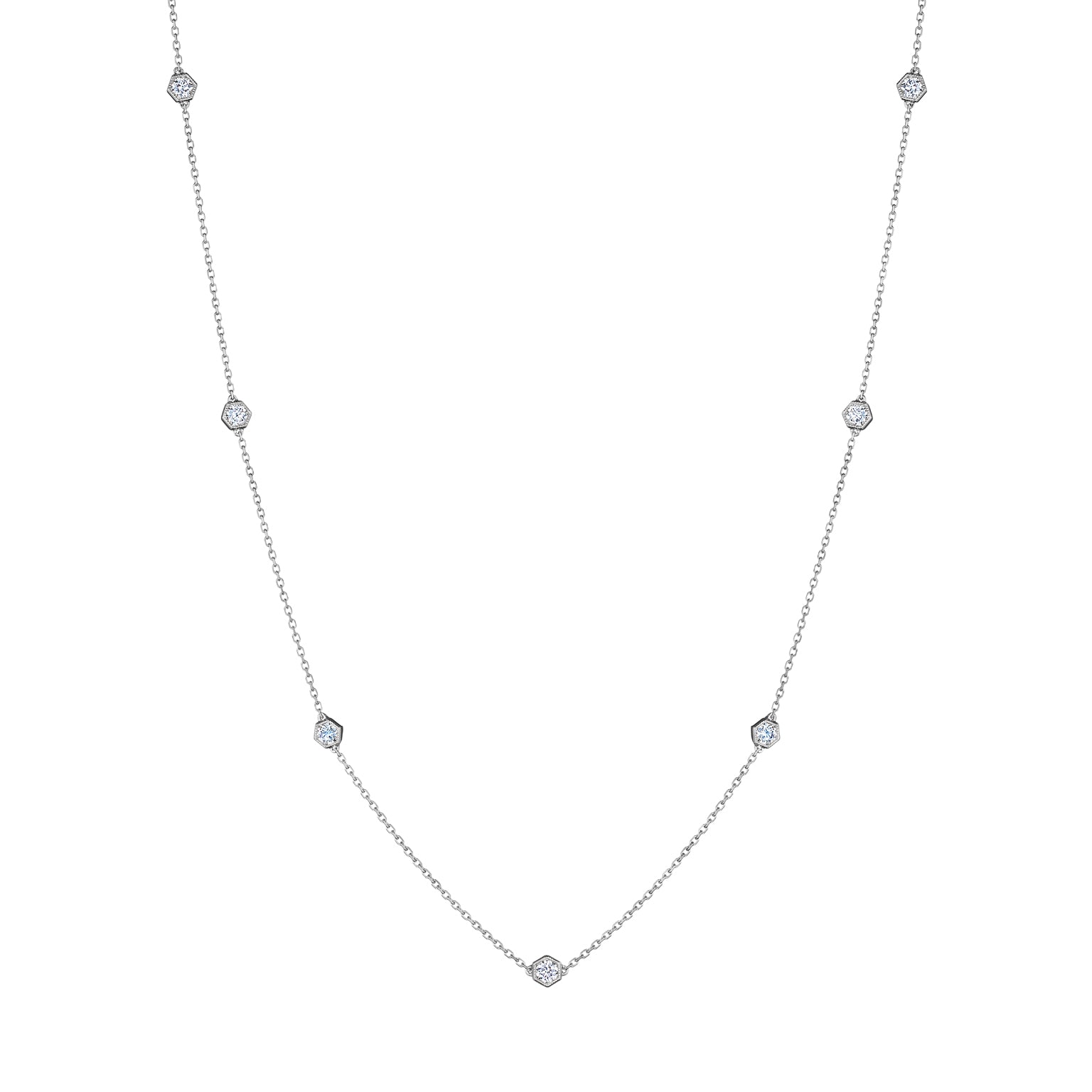 18K Gold Necklace with 7 White Diamonds - Jackson Hole Jewelry Company