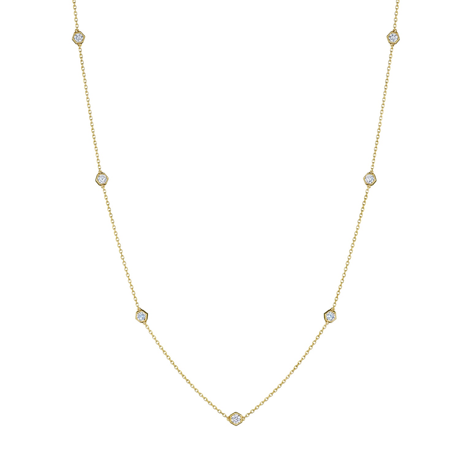 18K Gold Necklace with 7 White Diamonds - Jackson Hole Jewelry Company