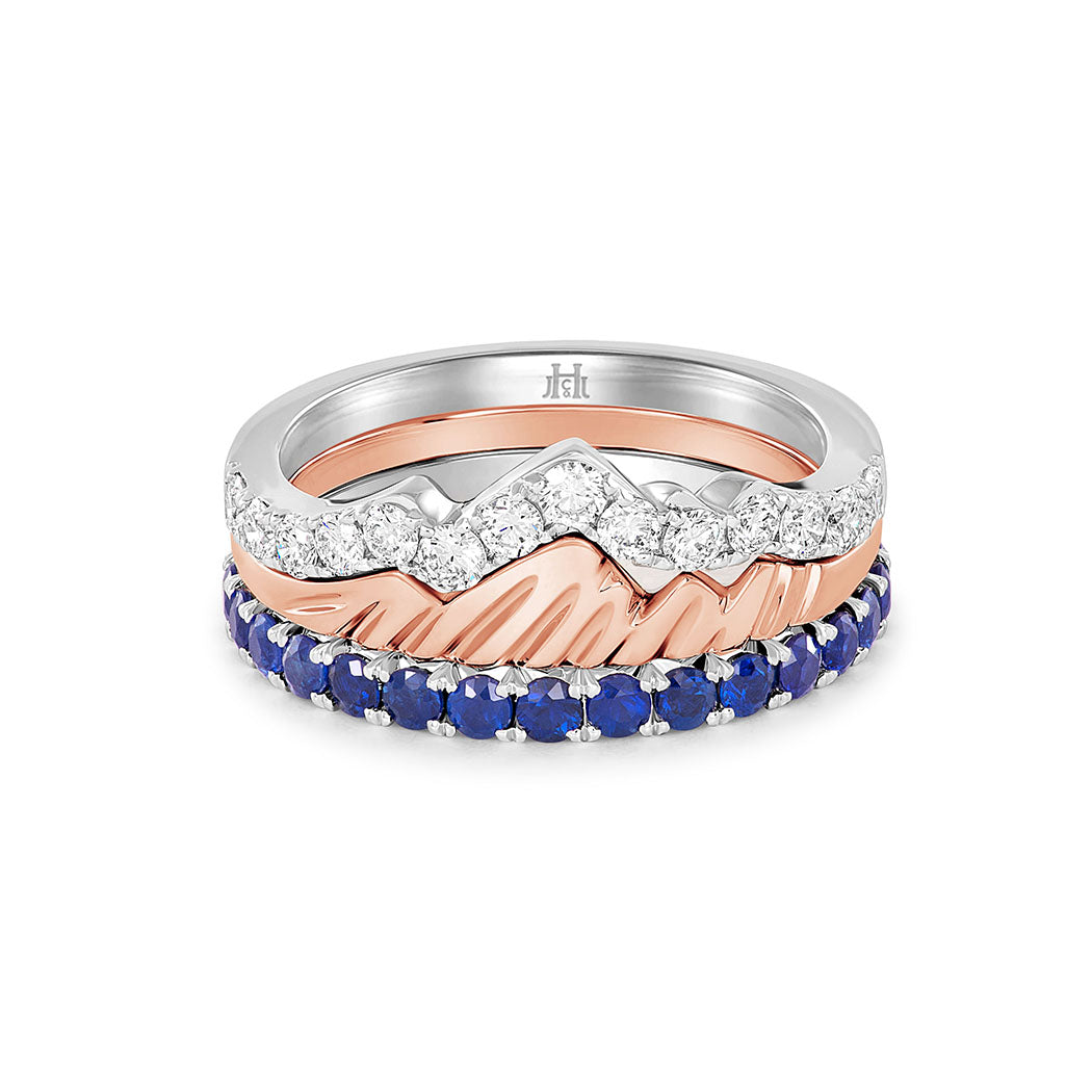 LUXE EDITION: 18 Karat French Cut Snake River Sapphire Pavé Eternity Band - Jackson Hole Jewelry Company