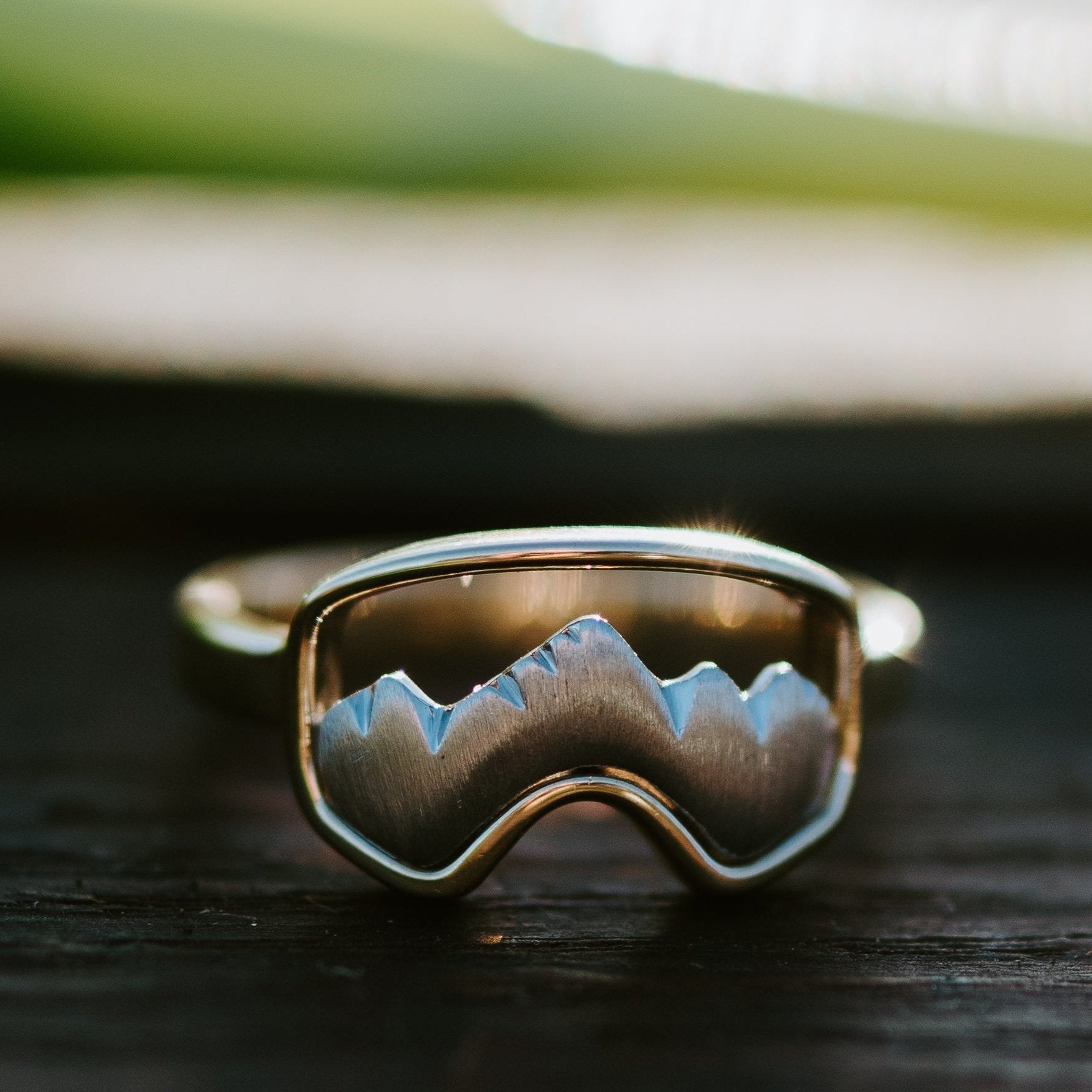 14K Yellow and White Gold Teton Ski Goggle Ring - Jackson Hole Jewelry Company