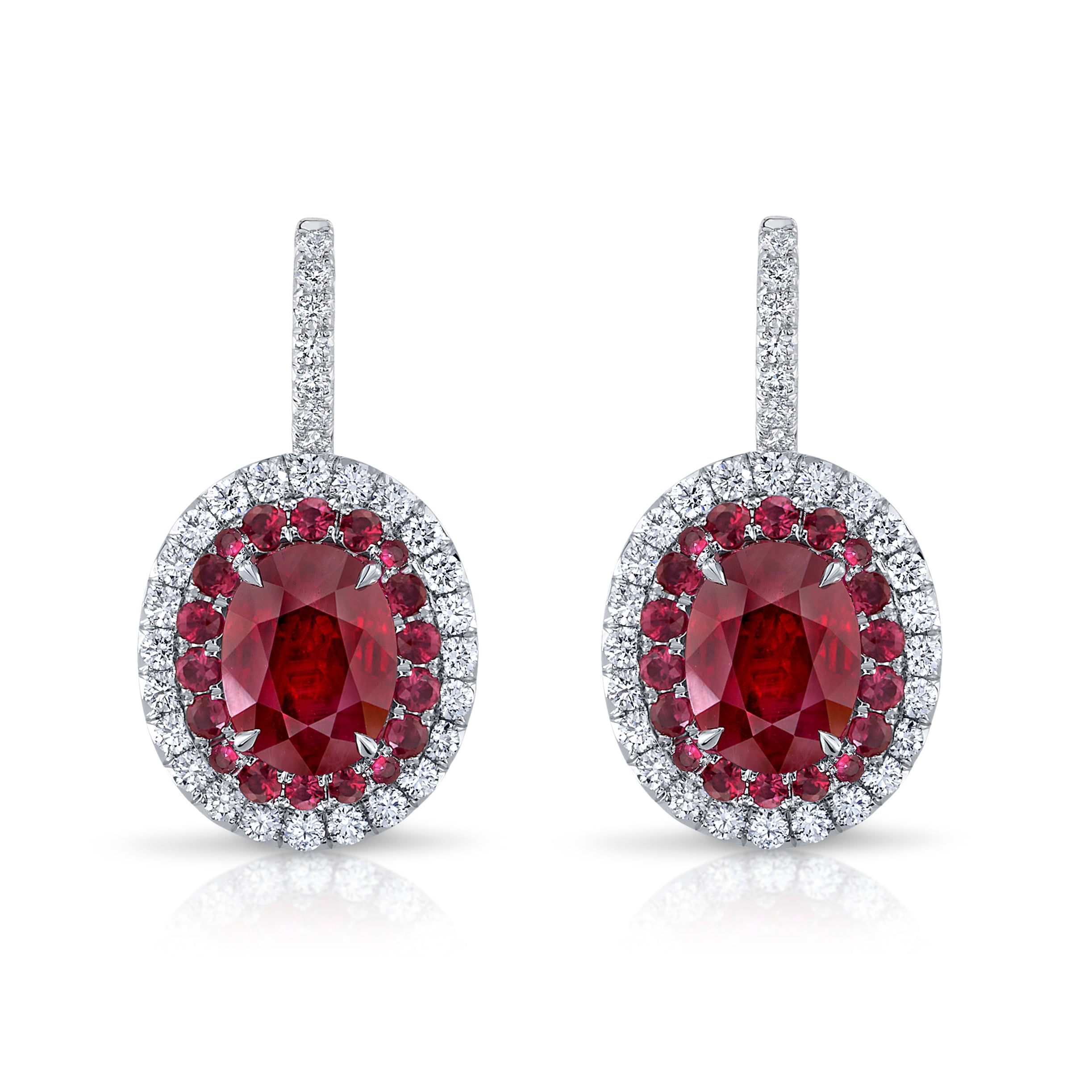 Omi Privé - Ruby & Diamond Earrings in Platinum - Jackson Hole Jewelry Company