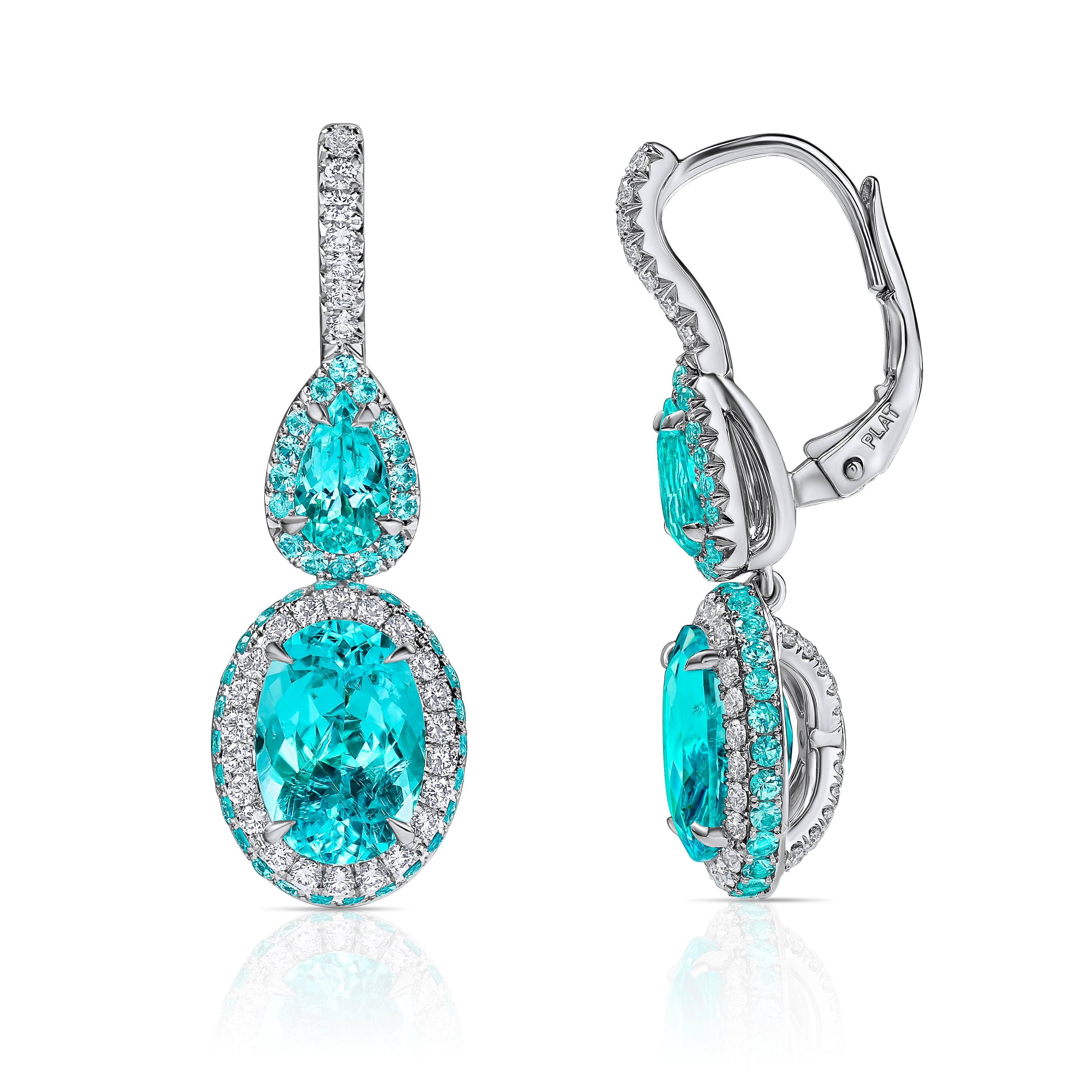 Omi Privé Paraiba Type Tourmaline, Paraiba Tourmaline & Diamond Earrings in Platinum - Jackson Hole Jewelry Company