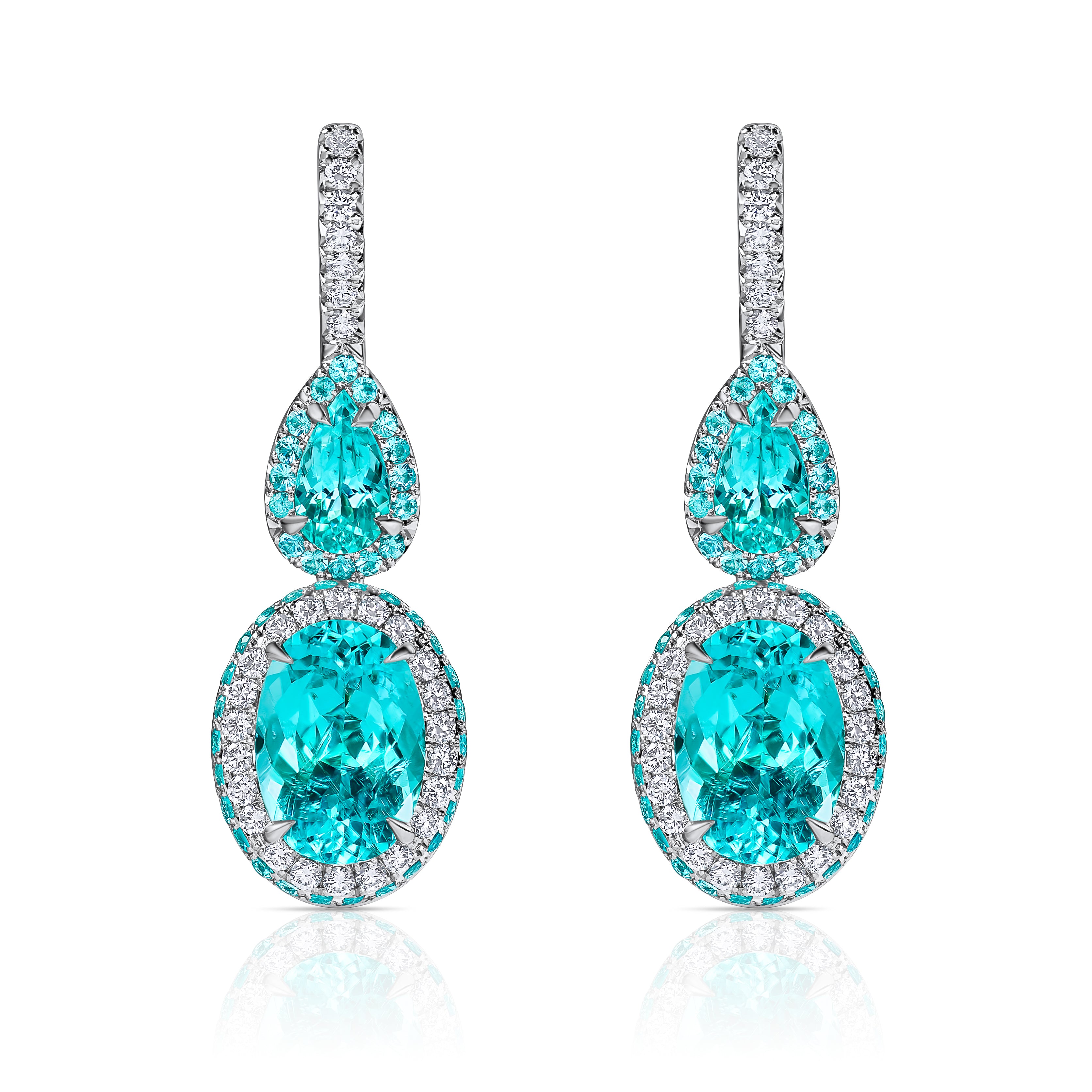 Omi Privé Paraiba Type Tourmaline, Paraiba Tourmaline & Diamond Earrings in Platinum - Jackson Hole Jewelry Company