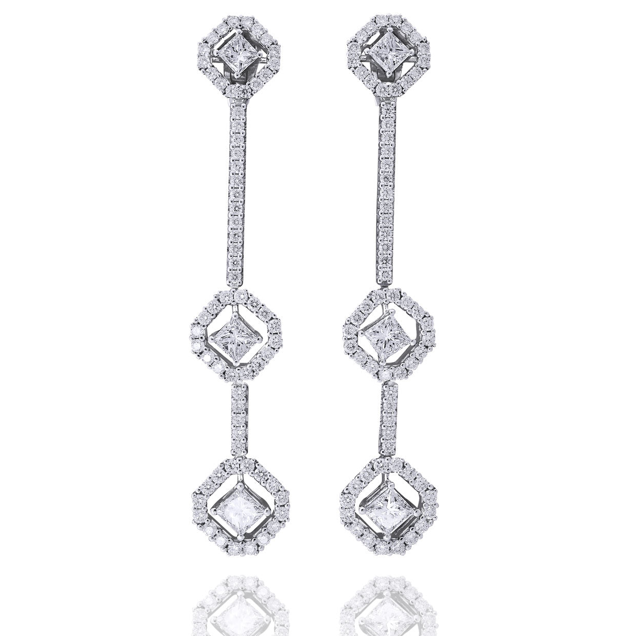 Picchiotti - Long Drop Diamond Earrings in 18K White Gold - Jackson Hole Jewelry Company
