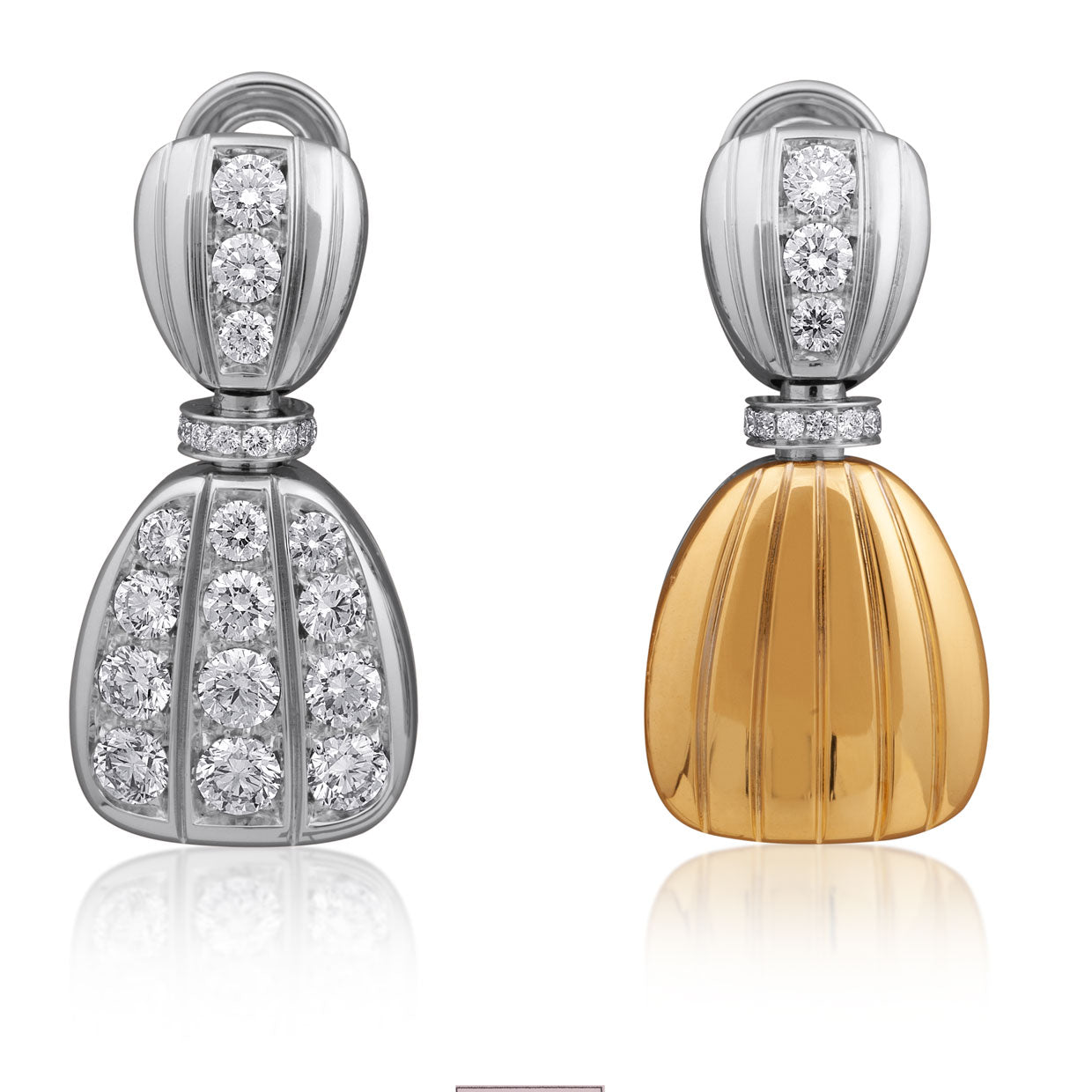 Picchiotti - Reversible Diamond Earrings in 18K White & Yellow Gold - Jackson Hole Jewelry Company