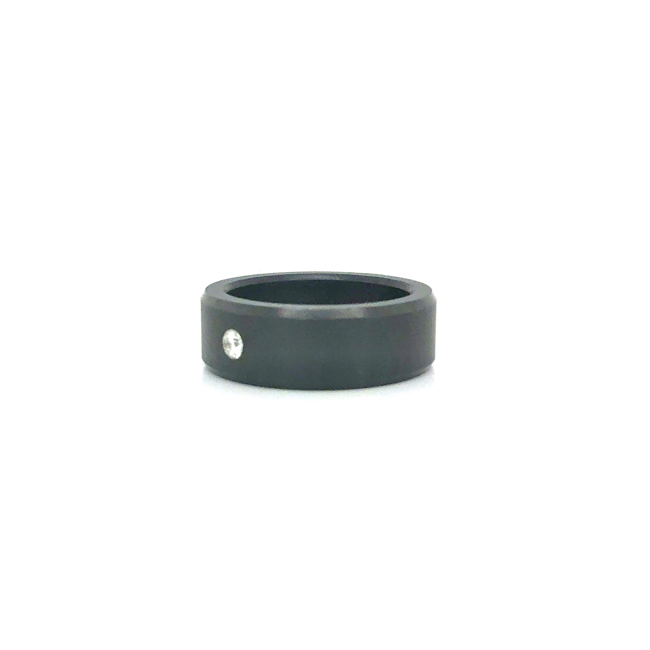 Solid Black Diamond Band with 0.10 Carat Inset Diamond - Jackson Hole Jewelry Company
