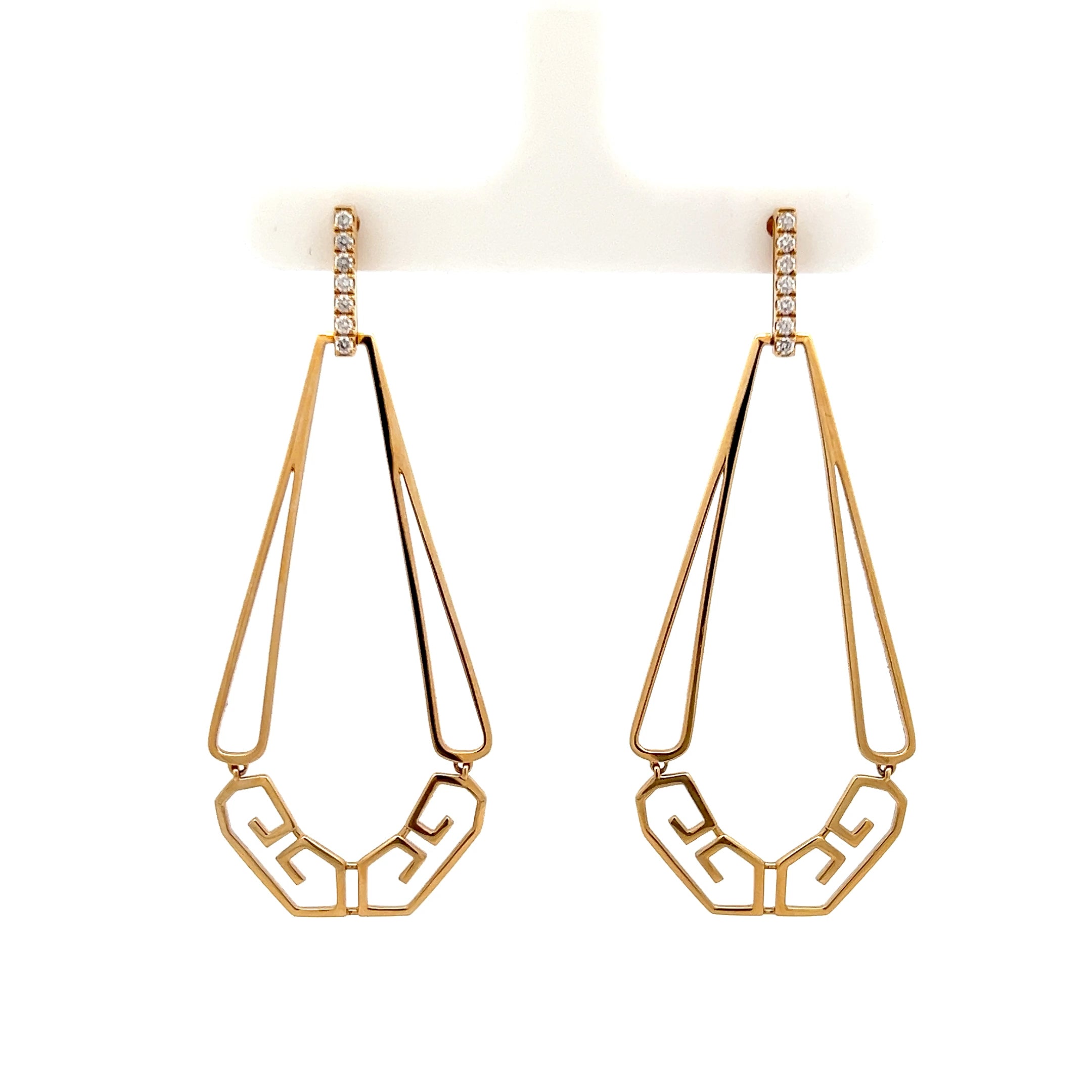 DOVES 18K YELLOW GOLD ART DECO EARRING WITH DIAMONDS - Jackson Hole Jewelry Company