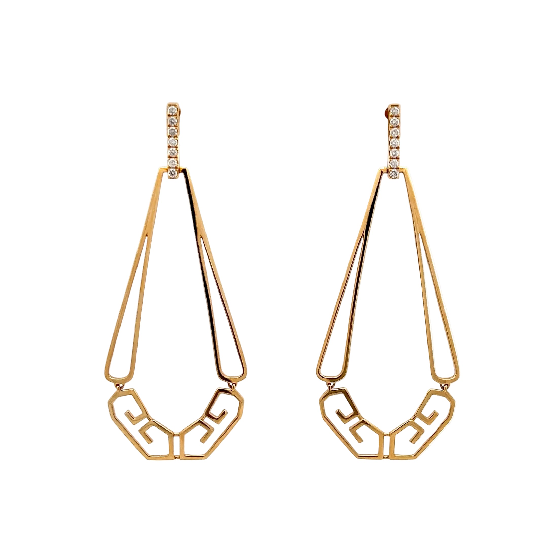 DOVES 18K YELLOW GOLD ART DECO EARRING WITH DIAMONDS - Jackson Hole Jewelry Company