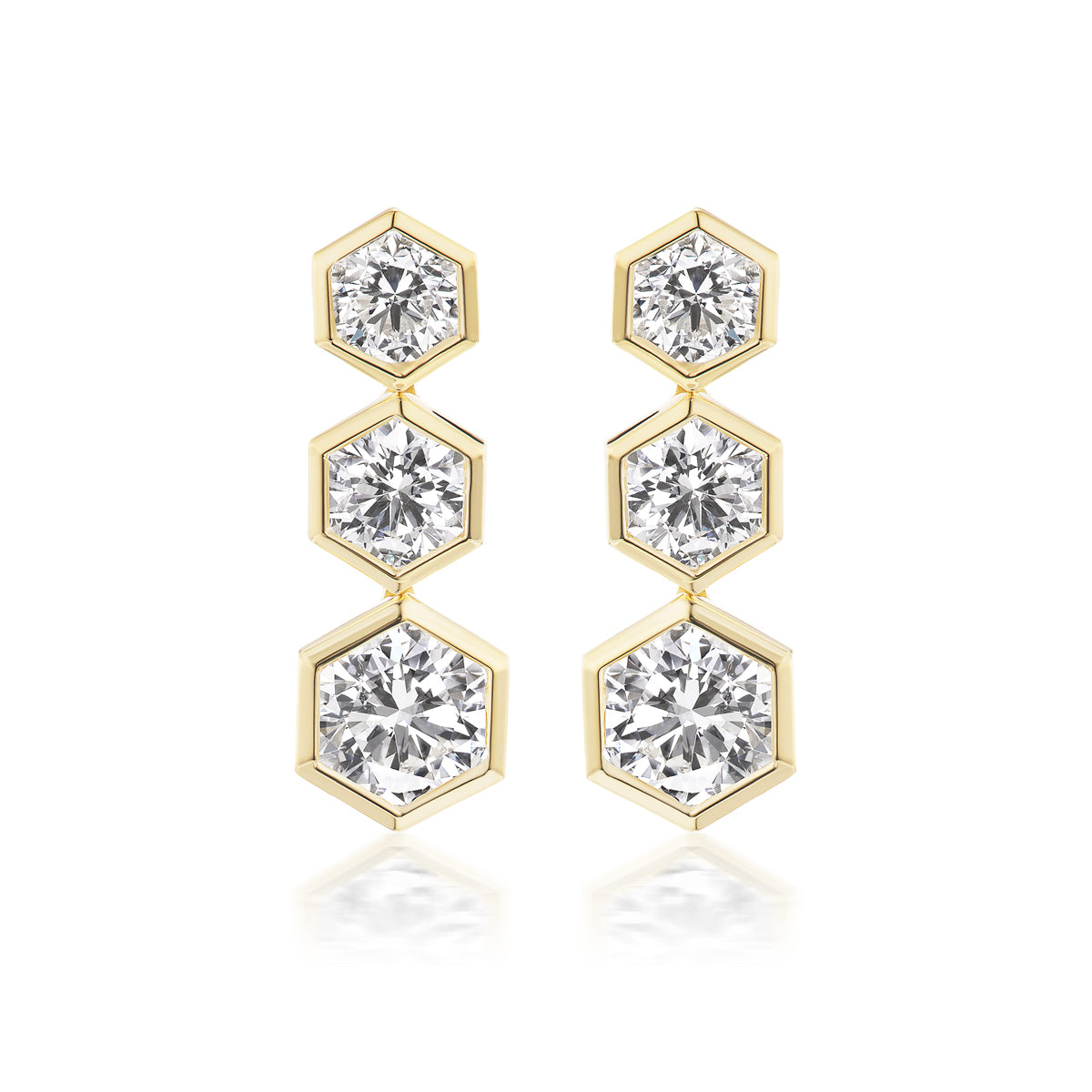 Broadway Collection 18K Gold Earrings with White Diamonds - Jackson Hole Jewelry Company