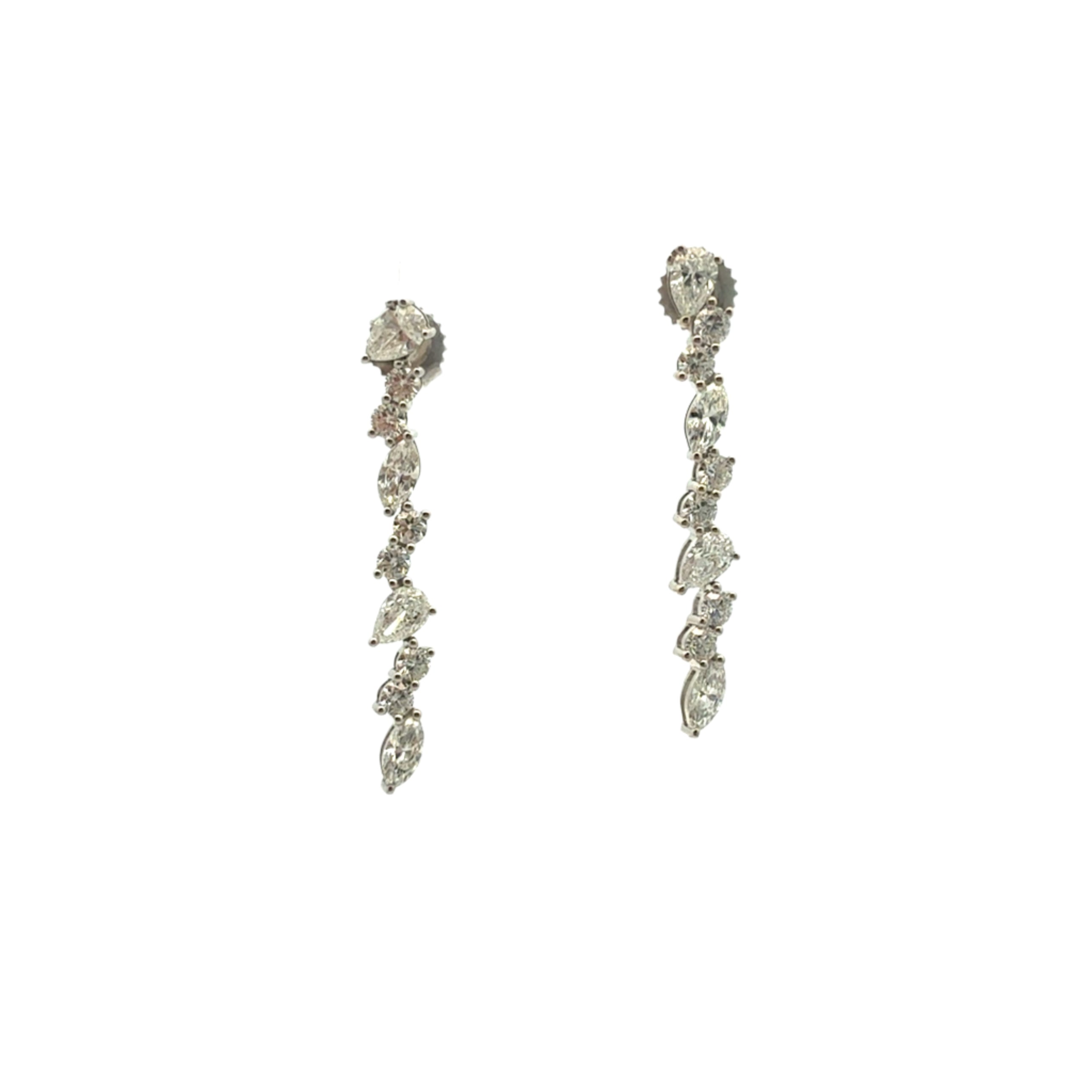 18K White Gold Mixed Cut Diamond Drop Earrings – 3.44 Carats - Jackson Hole Jewelry Company