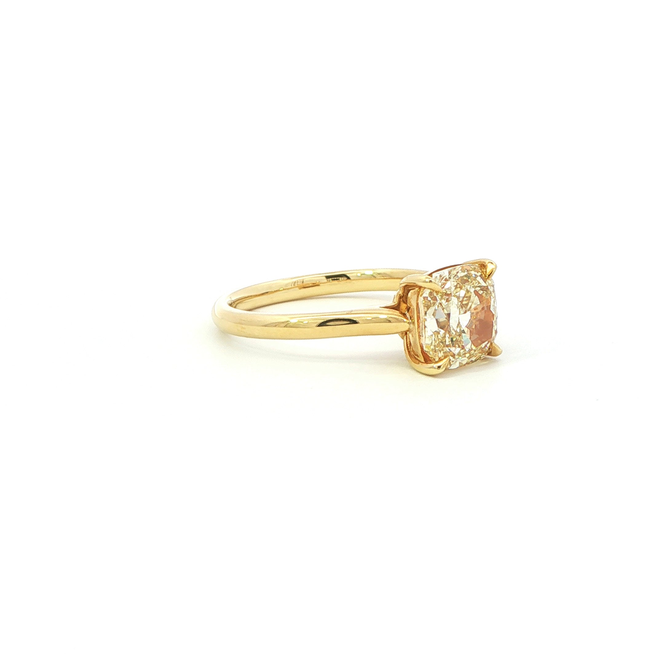 Fancy Yellow Cushion Cut Diamond Ring in 18K Yellow Gold - Jackson Hole Jewelry Company