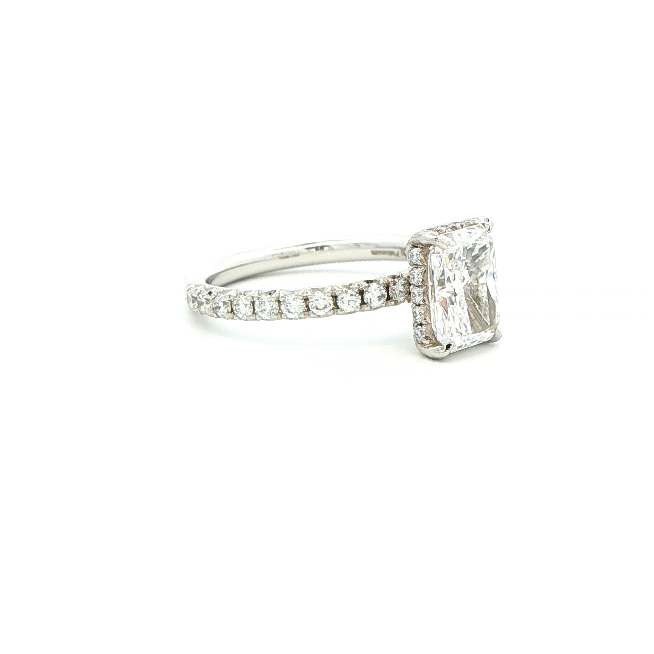 Radiant Cut Diamond Pavé Engagement Ring in Platinum - Jackson Hole Jewelry Company