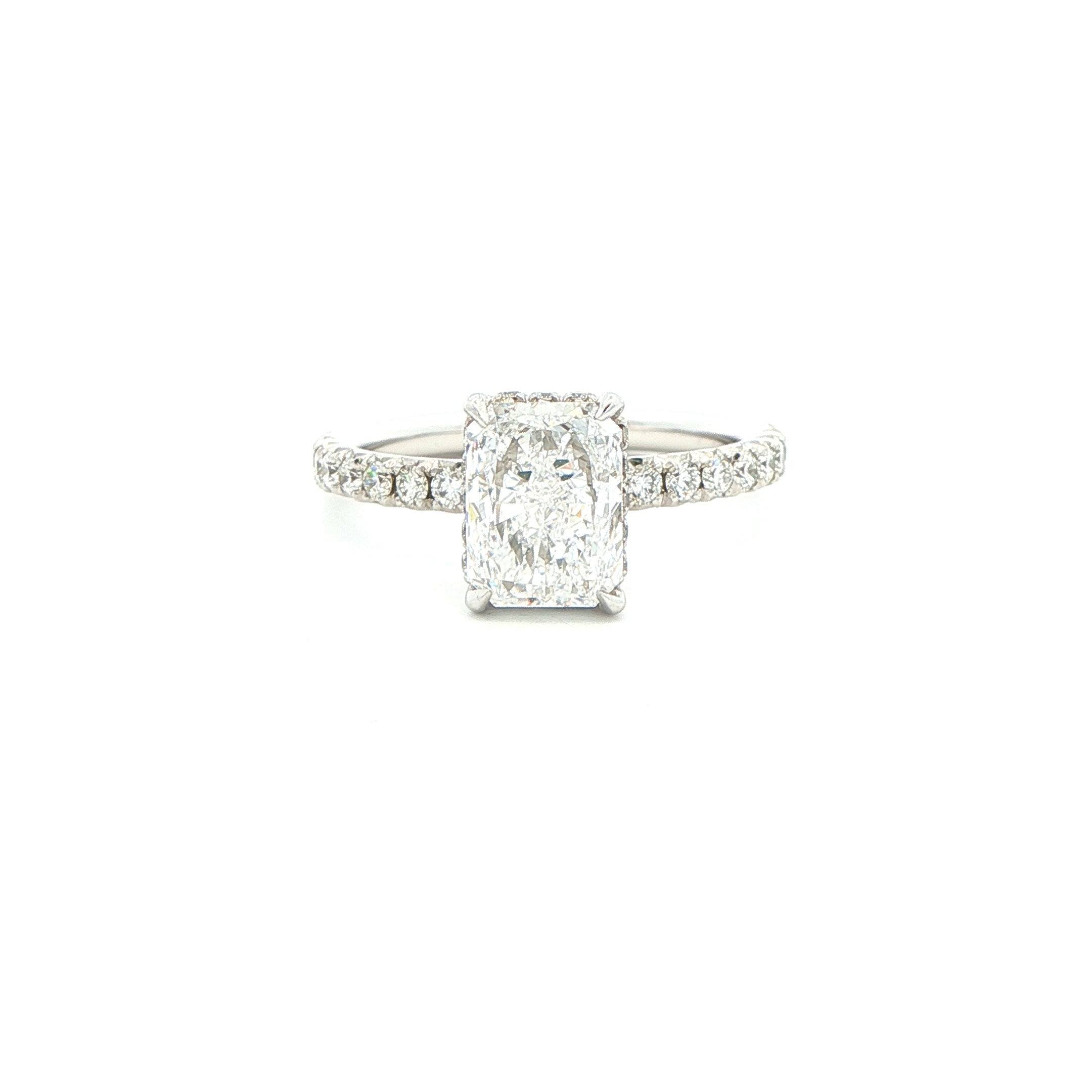 Radiant Cut Diamond Pavé Engagement Ring in Platinum - Jackson Hole Jewelry Company