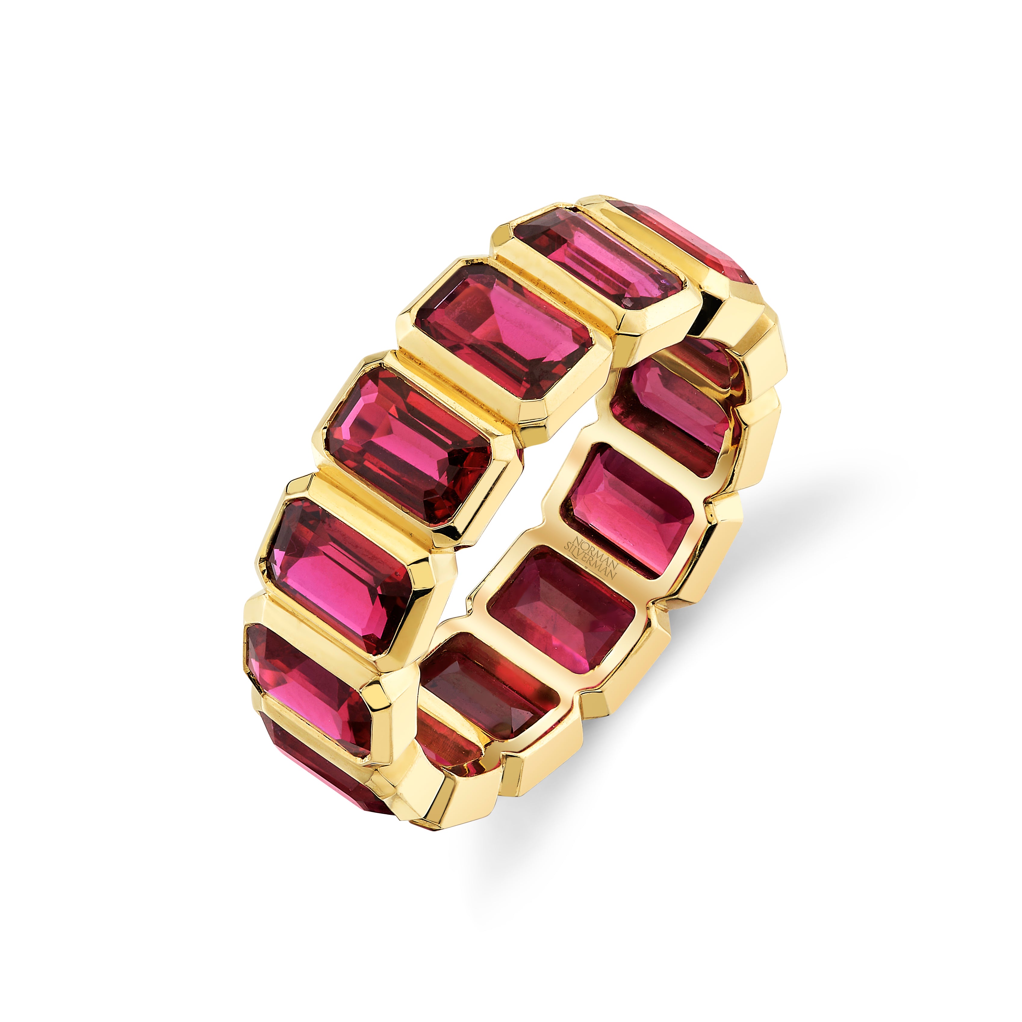 18K Yellow Gold Emerald Cut Ruby Eternity Band – 7.68 CTTW - Jackson Hole Jewelry Company