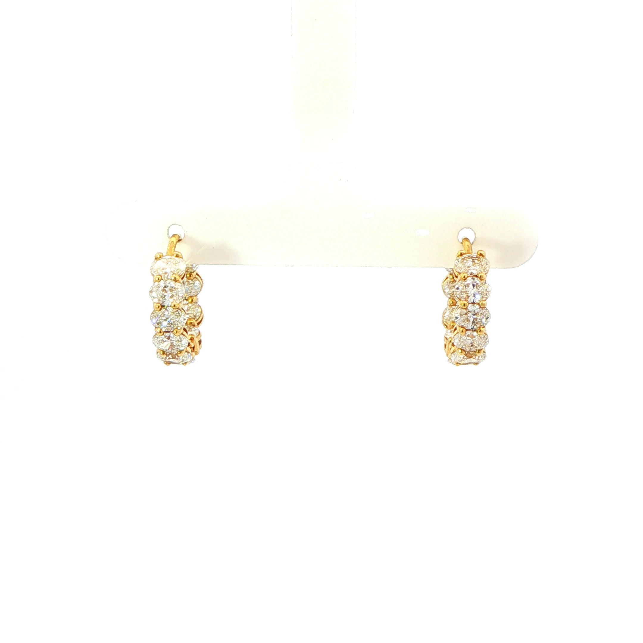 Oval Diamond Hoop Earrings in 18K White Gold 3.85 Cttw - Jackson Hole Jewelry Company