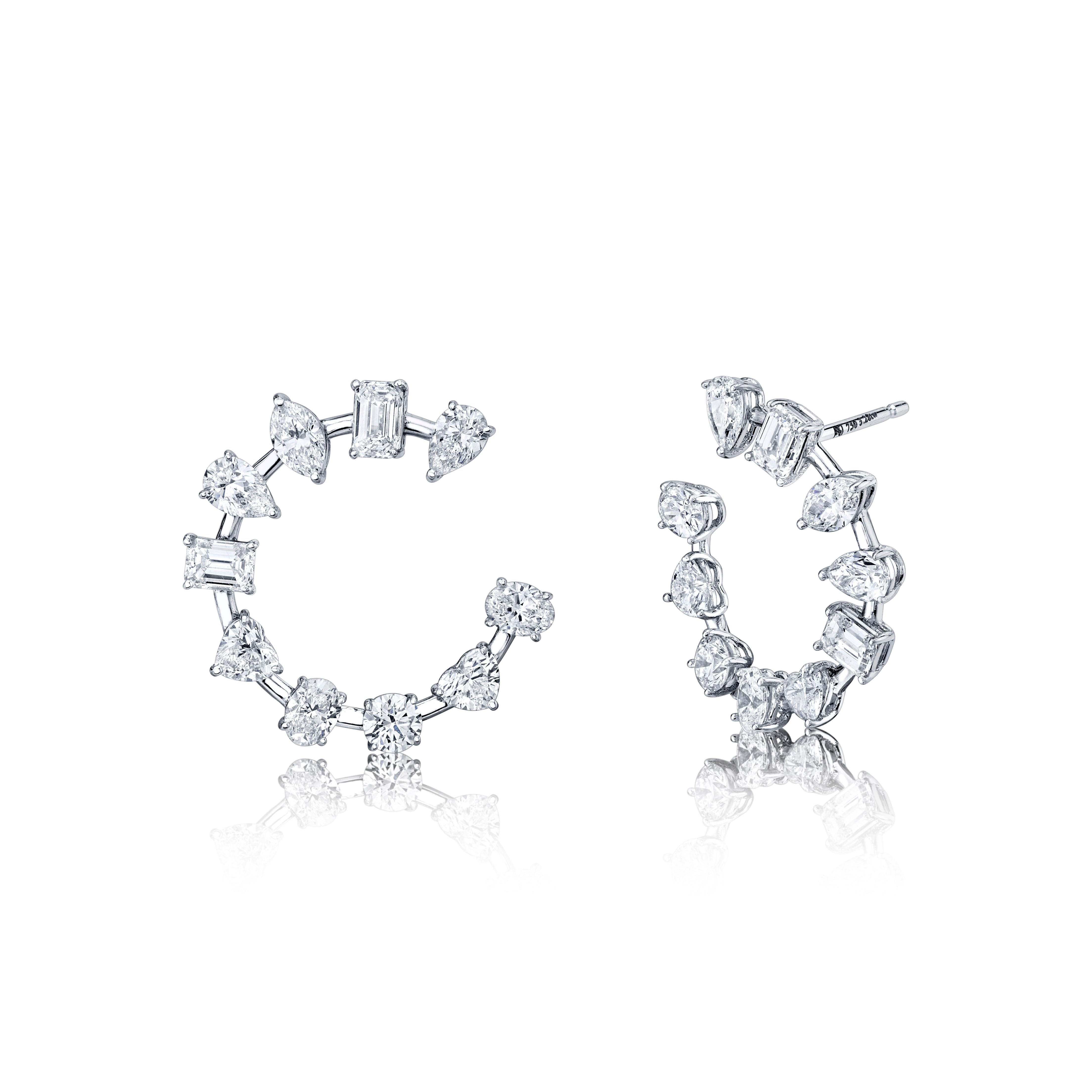Diamond Swirl Earrings in 18K White Gold - Jackson Hole Jewelry Company