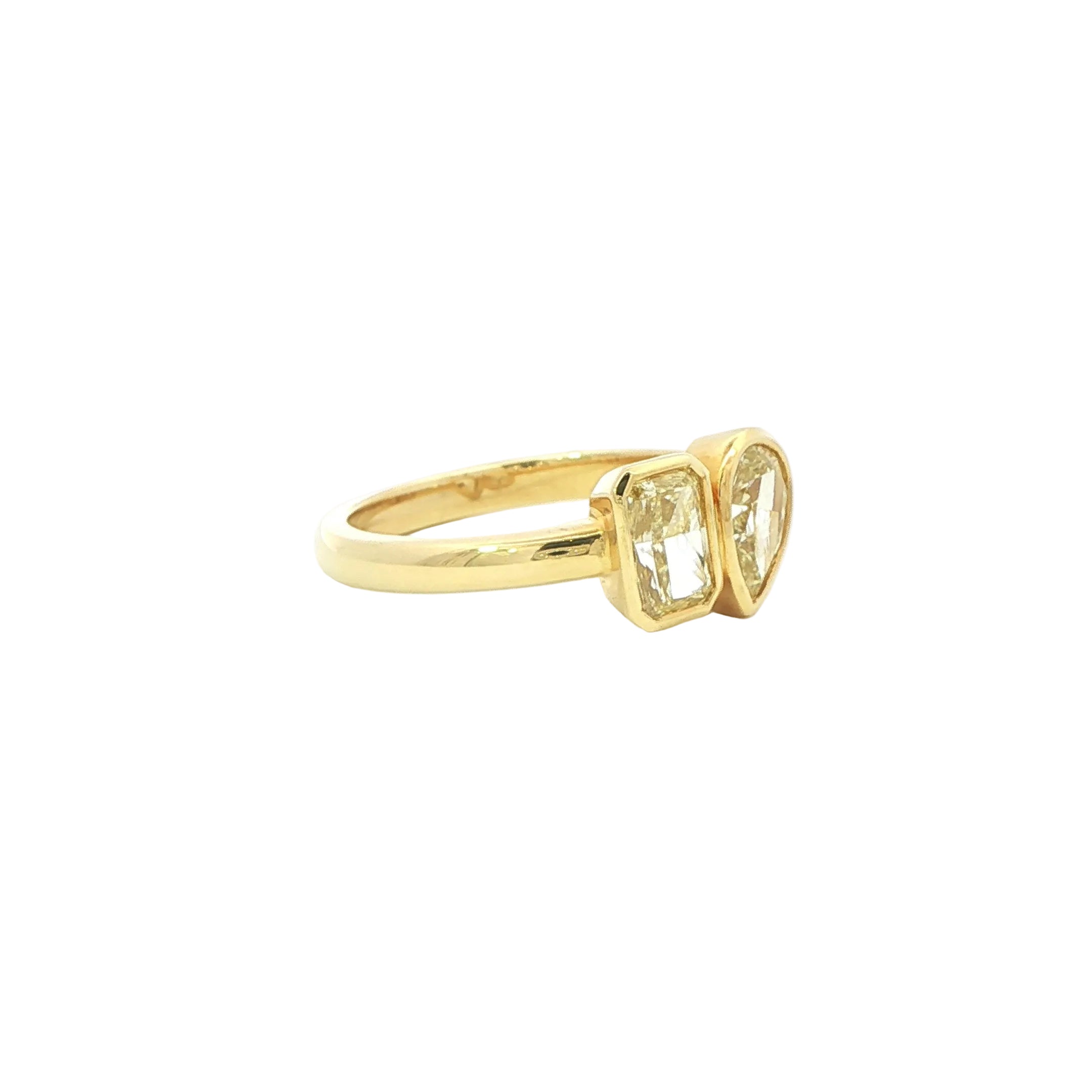 Fancy Yellow Diamond Two-Stone Ring in 18K Yellow Gold - Jackson Hole Jewelry Company