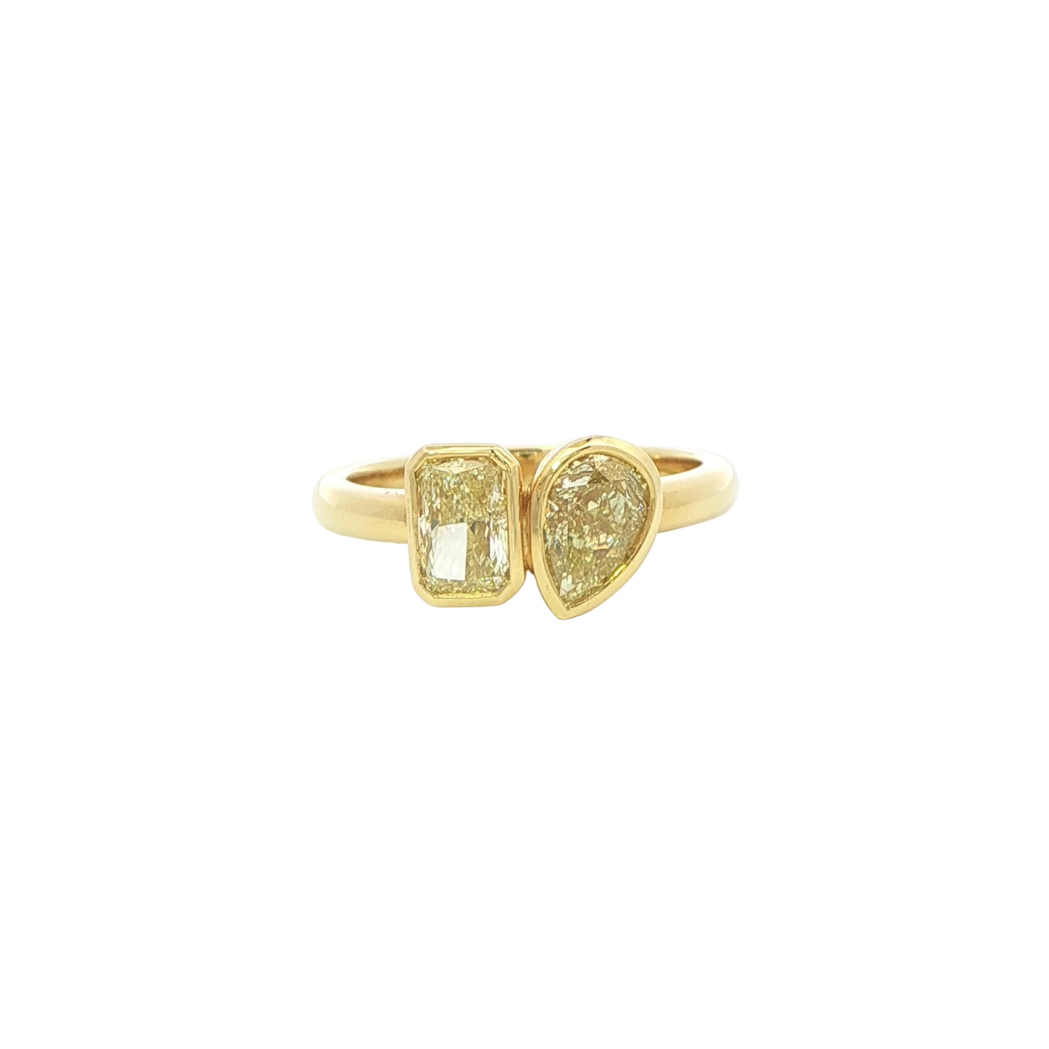 Fancy Yellow Diamond Two-Stone Ring in 18K Yellow Gold - Jackson Hole Jewelry Company