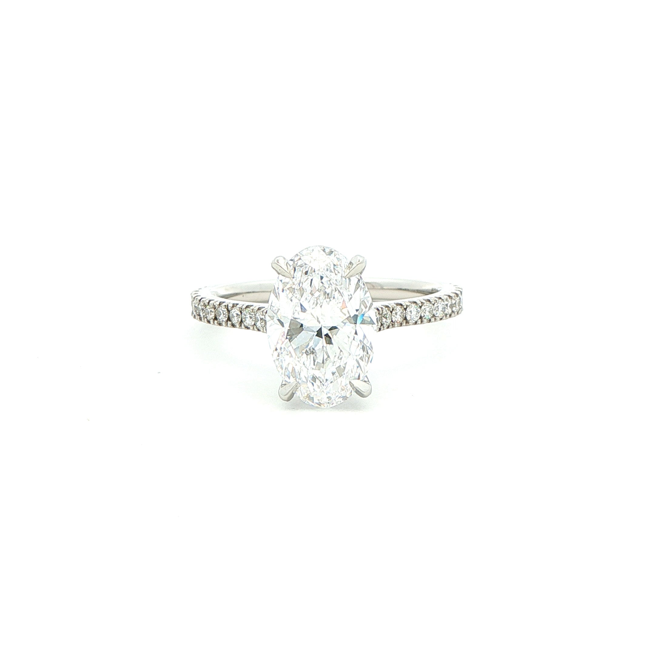Platinum Oval Diamond Pavé Engagement Ring in 18K White Gold - Jackson Hole Jewelry Company