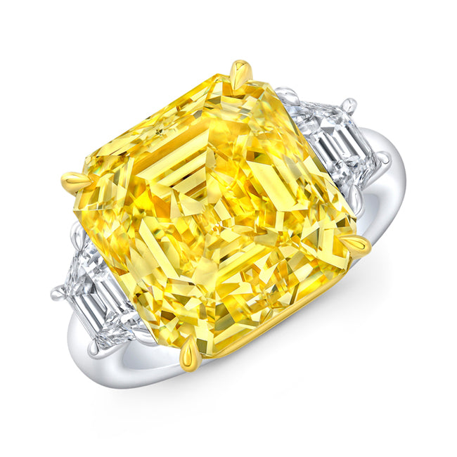 Fancy Intense Yellow Asscher-Cut Diamond Ring - Jackson Hole Jewelry Company