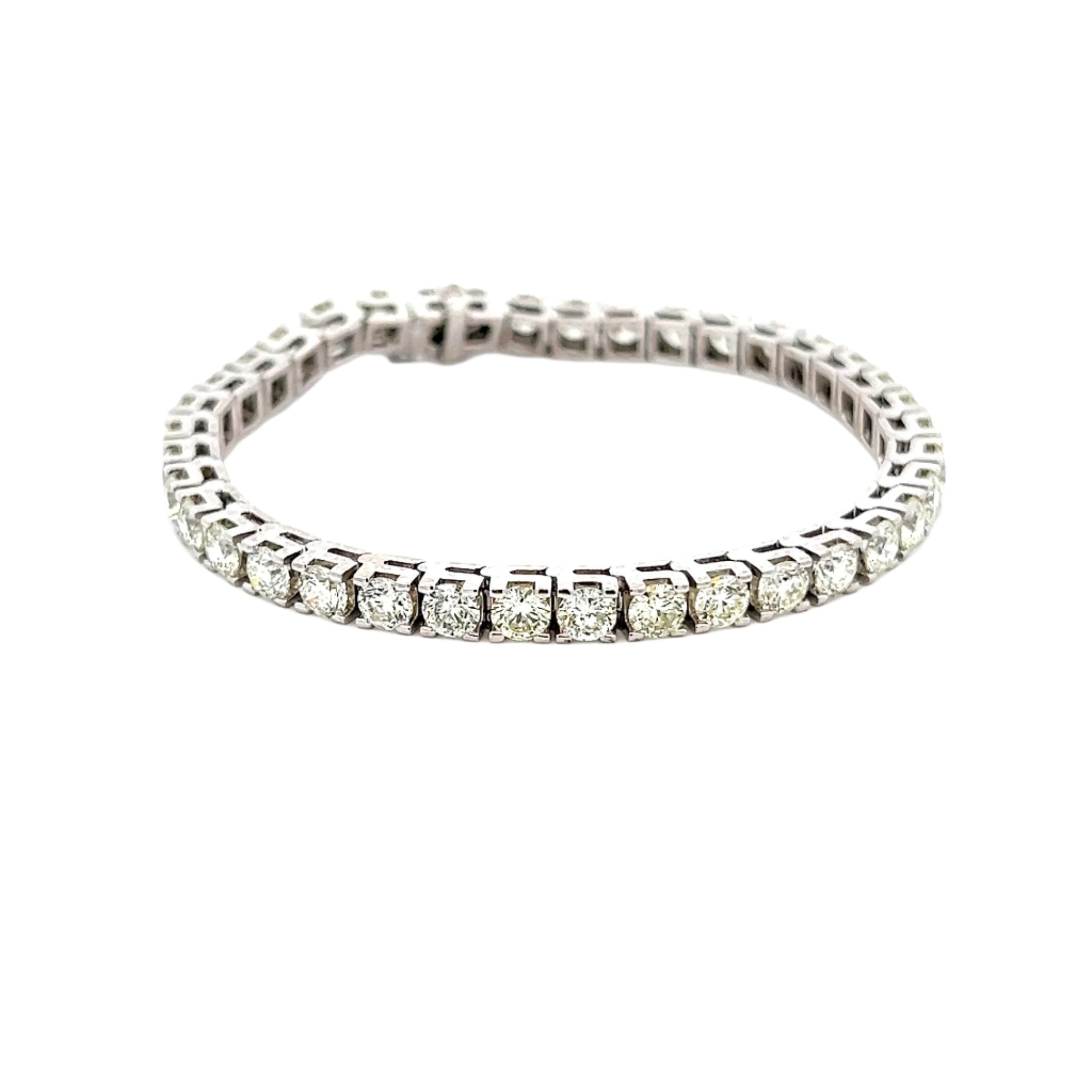 Round Brilliant Diamond Tennis Bracelet 11 carats in 14K White Gold - Jackson Hole Jewelry Company