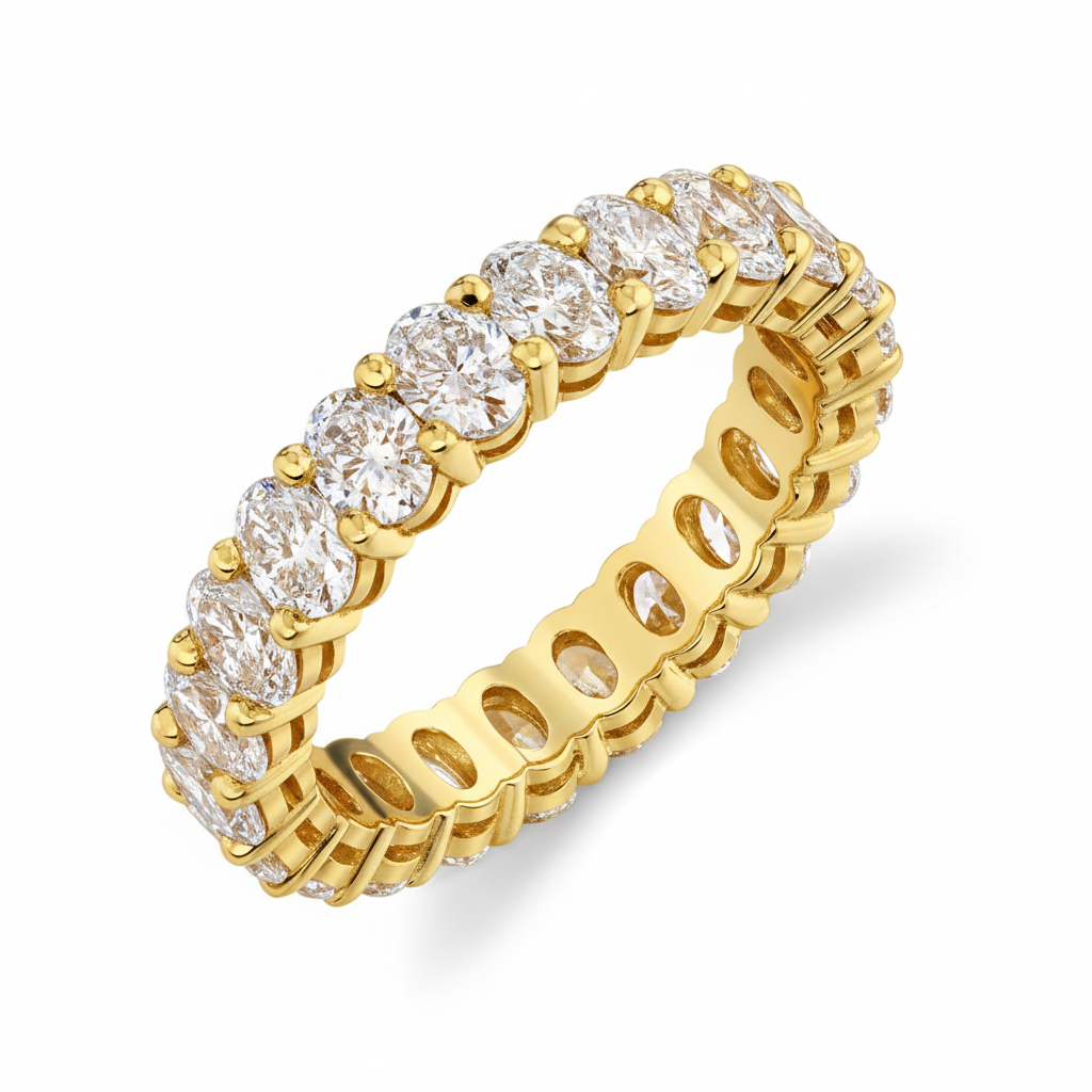 Oval Diamond Eternity Band in 18K Yellow Gold - Jackson Hole Jewelry Company