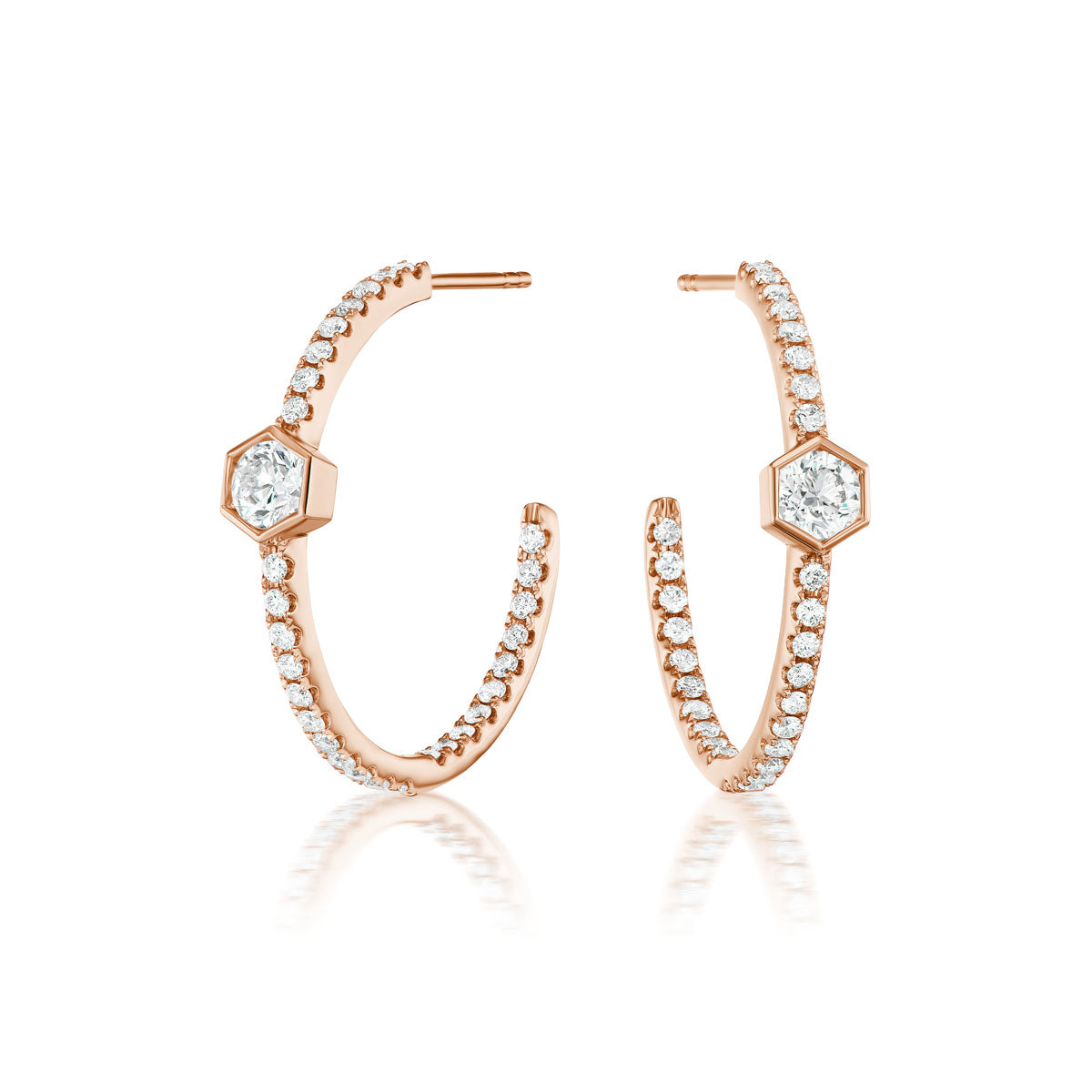 Broadway Collection 18K Gold Hoops with White Diamonds - 0.30 CT each - Jackson Hole Jewelry Company