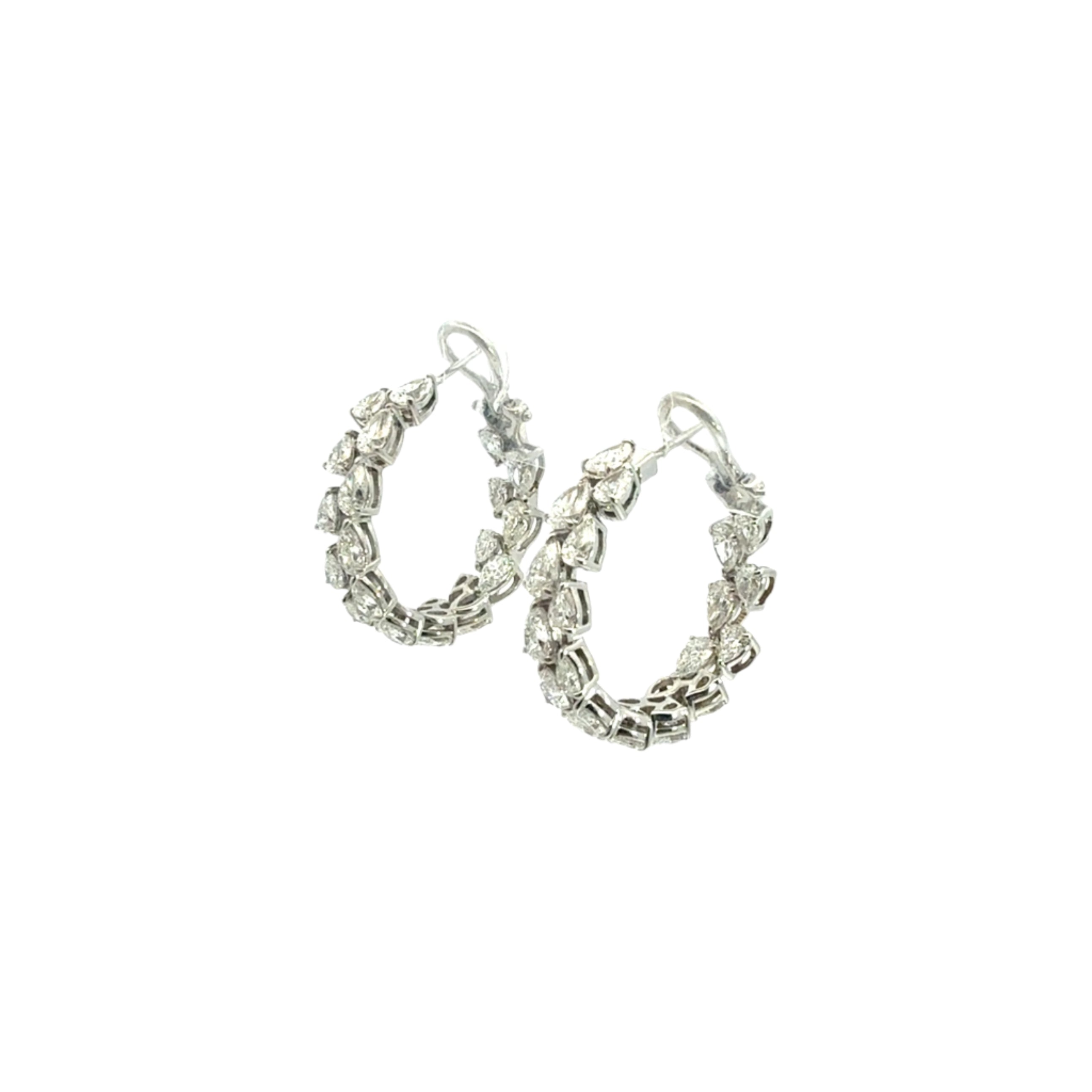 18K White Gold Pear Shape Diamond Drop Earrings – 6.21 Carats - Jackson Hole Jewelry Company