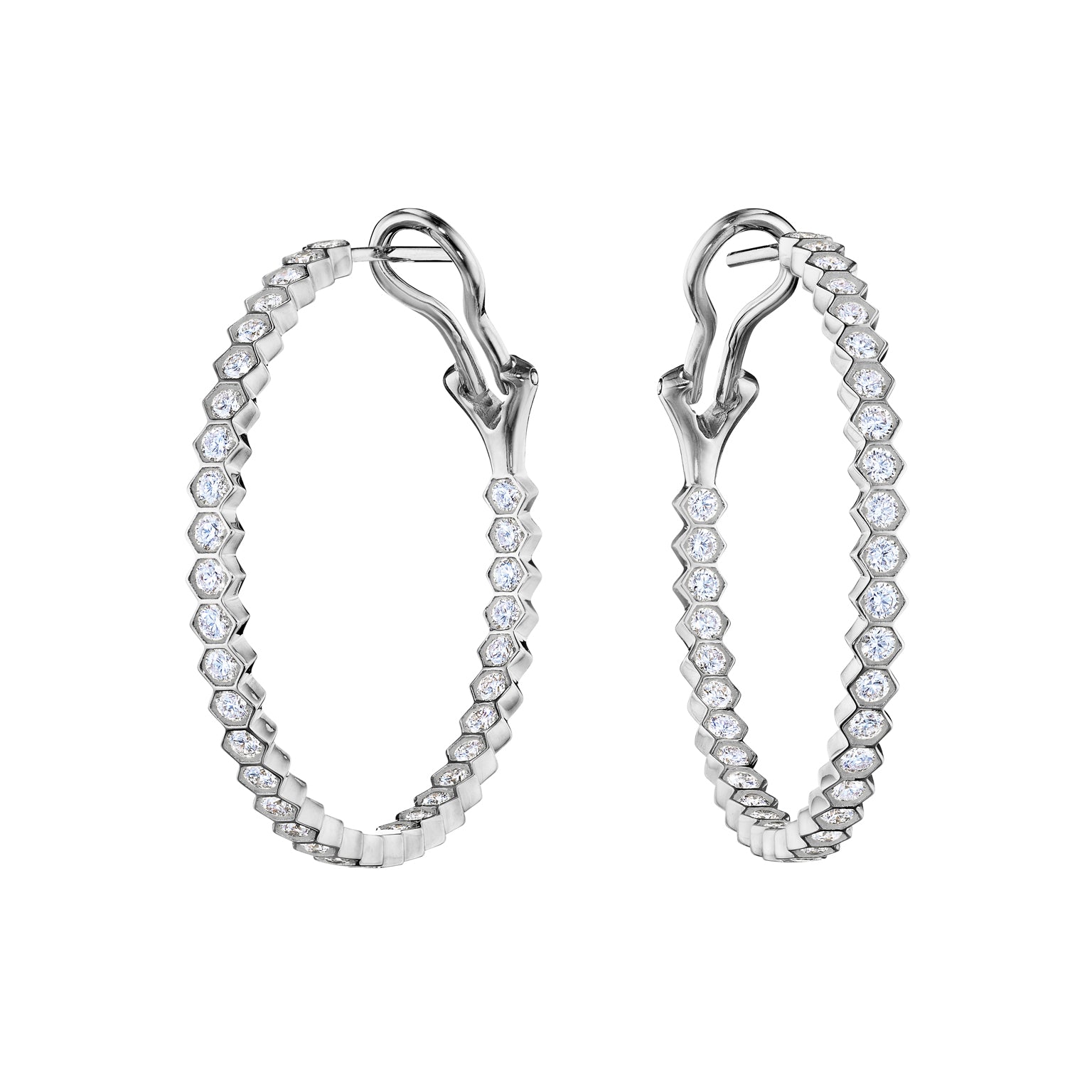 Broadway Collection 18K Gold Hoops with White Diamonds - 1.50 CTTW - Jackson Hole Jewelry Company