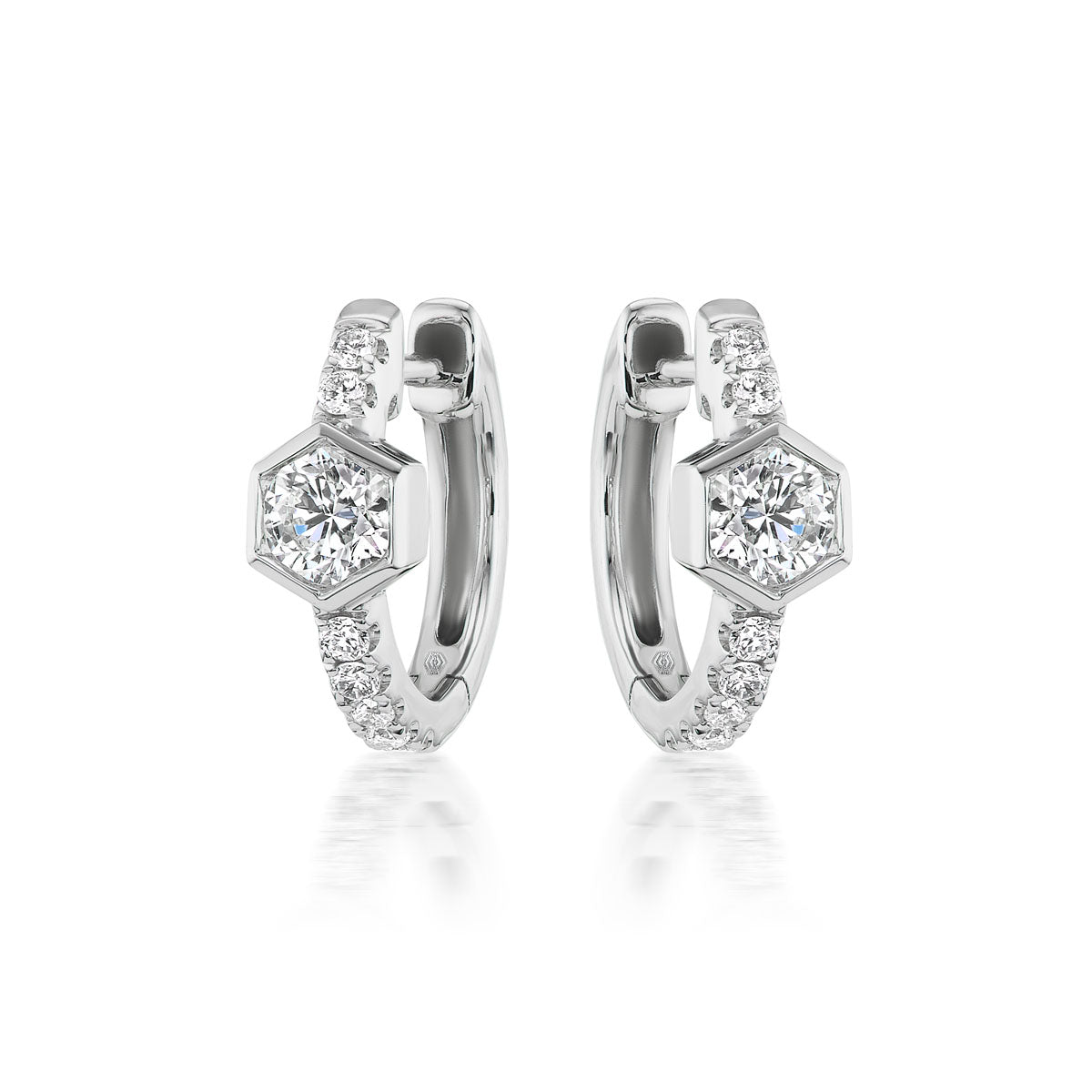 Broadway Collection 18K Gold Huggies with White Diamonds - 0.30 CT each - Jackson Hole Jewelry Company