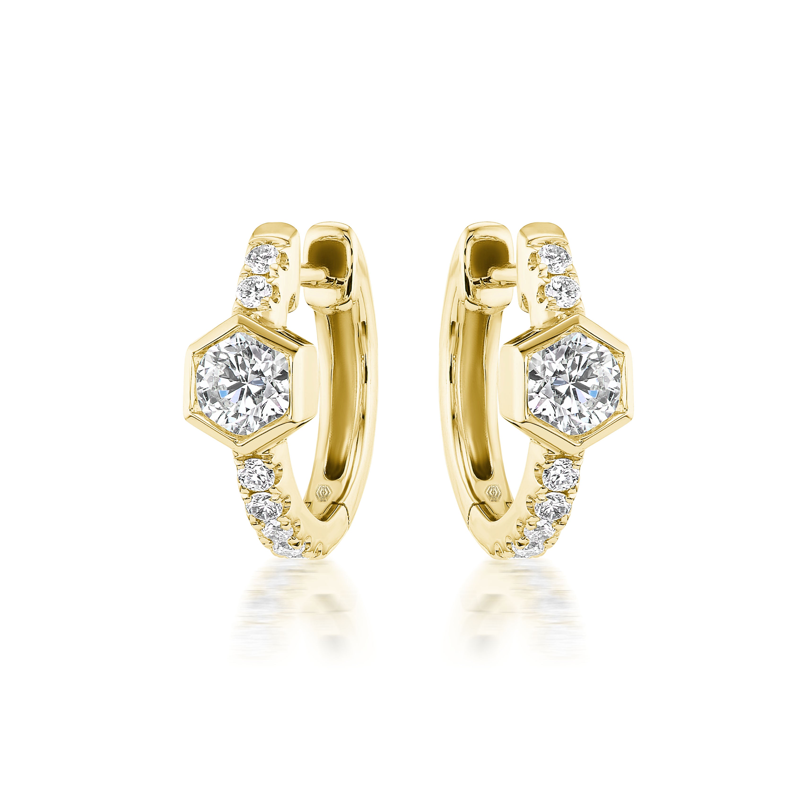 Broadway Collection 18K Gold Huggies with White Diamonds - 0.30 CT each - Jackson Hole Jewelry Company