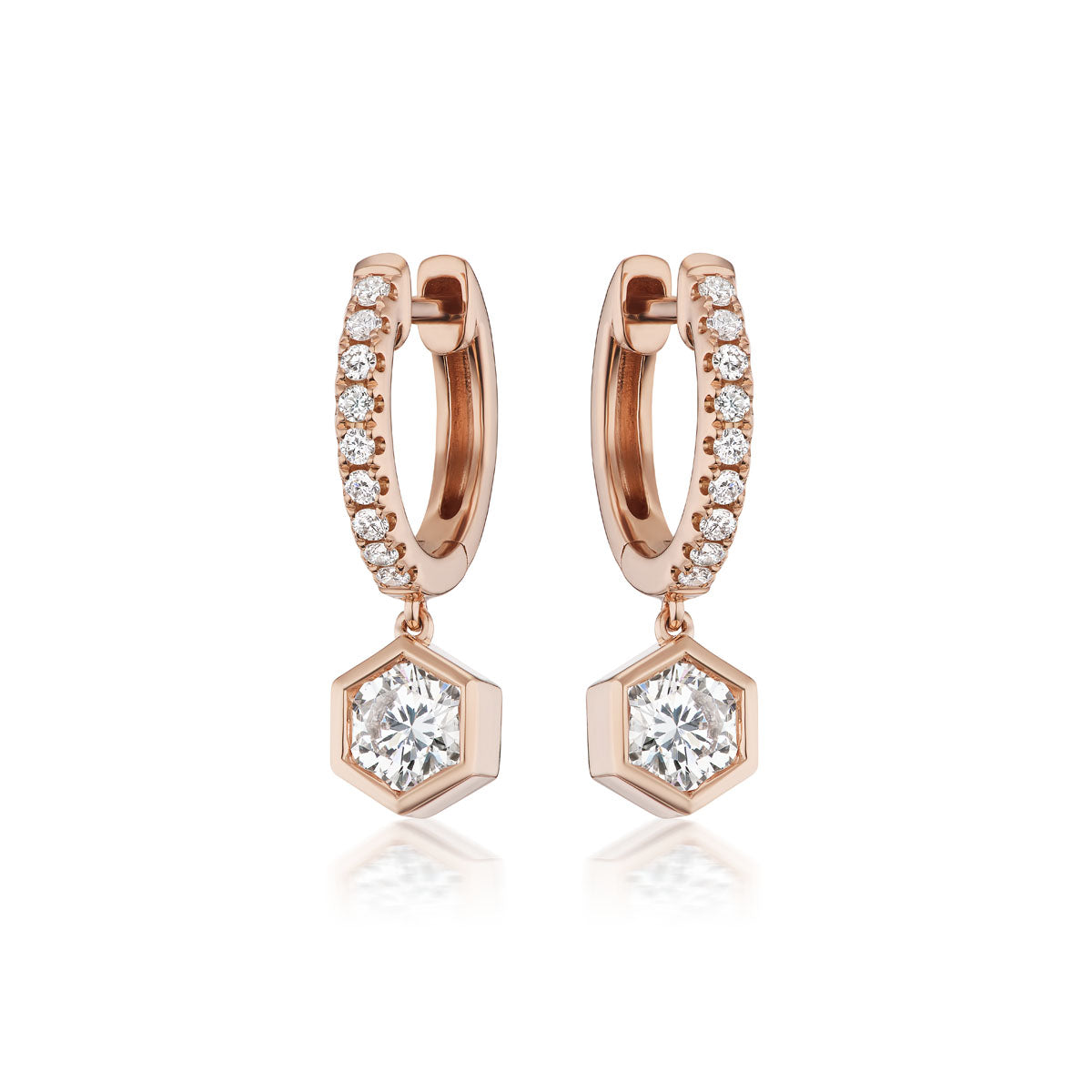 Broadway Collection 18K Gold Drop Huggies with White Diamonds - 0.30 CT each - Jackson Hole Jewelry Company