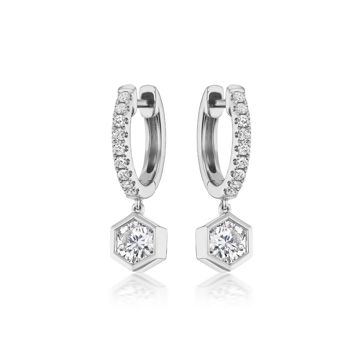 Broadway Collection 18K Gold Drop Huggies with White Diamonds - 0.30 CT each - Jackson Hole Jewelry Company