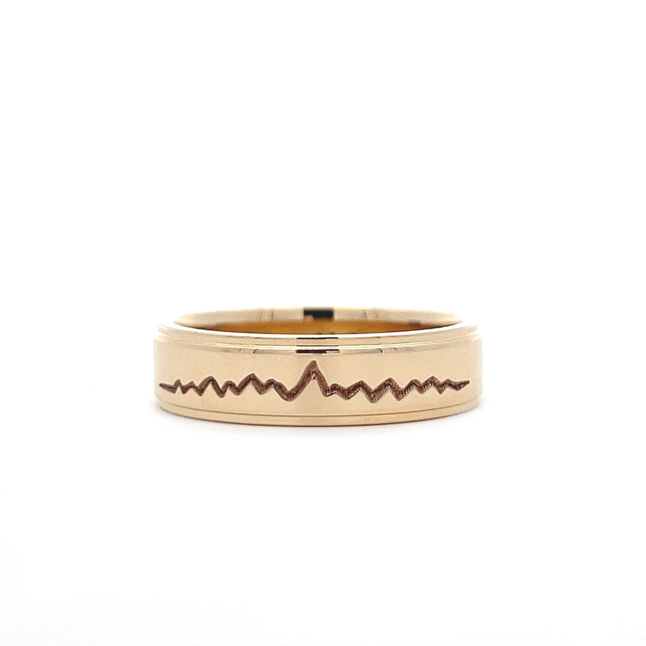 Carved Teton Mountain Stepped Edge Band - Jackson Hole Jewelry Company