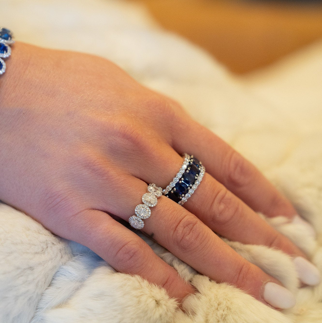 PLATINUM FIVE OVAL DIAMONDS HALO RING - Jackson Hole Jewelry Company